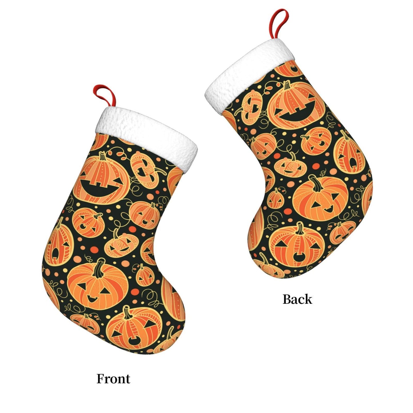 Halloween Pumpkin Christmas Stockings Hanging Decoration Stockings 17.7 Inch Xmas Stockings for Fireplace Family Party Holiday Decor 1PCS
