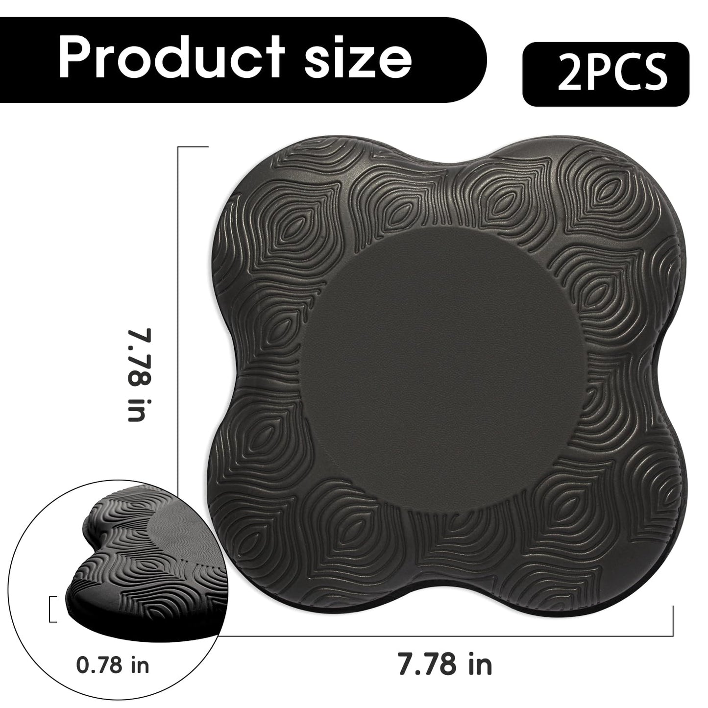 MBHKRRS 2 Pack Yoga Knee Pads Mat Set - Extra Thick Foam Kneeling Pad Cushion for Knees, Elbows, Wrists, Head - Yoga Essentials for Women Men, Non-Slip Pilates, Meditation, Floor Workouts (black)