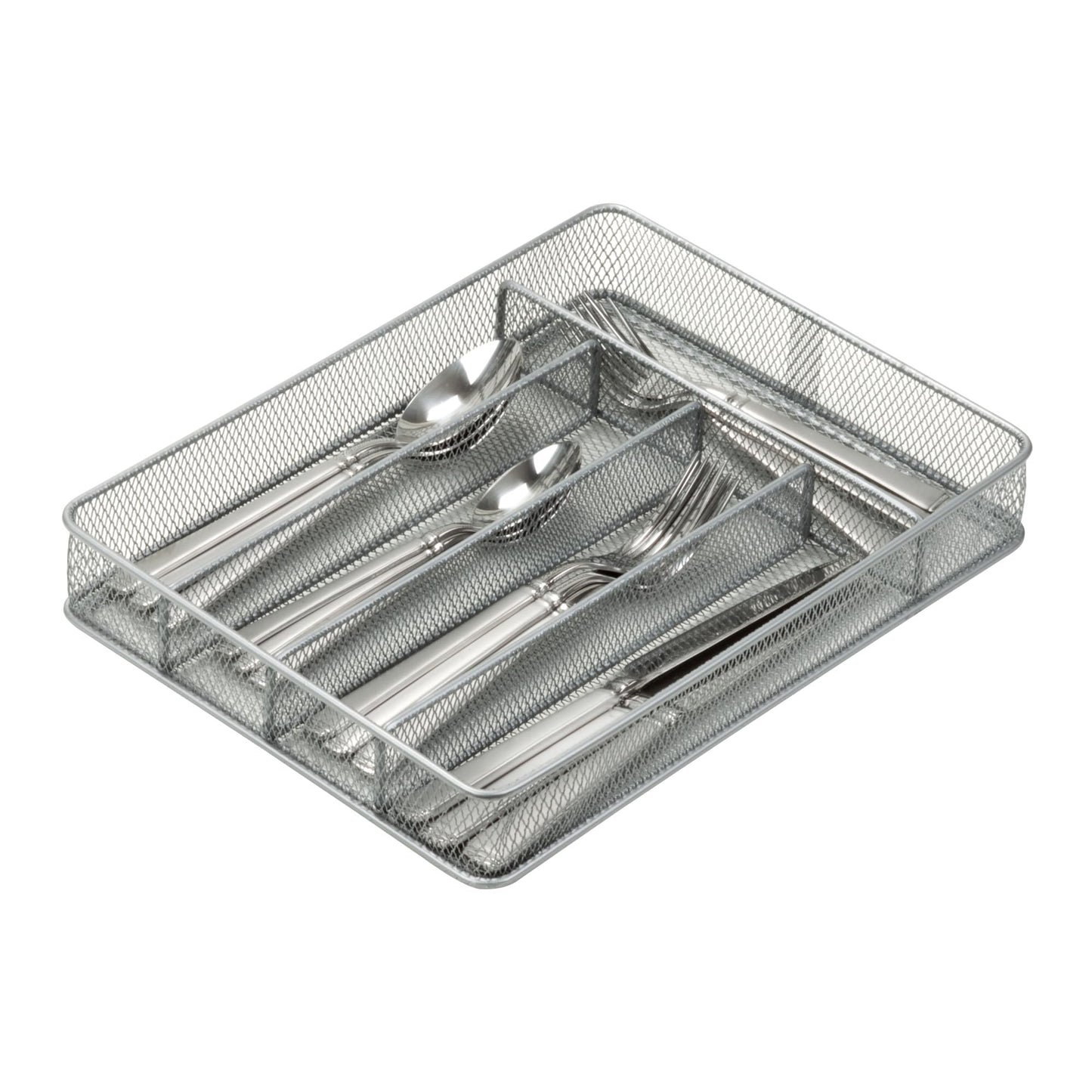 Honey-Can-Do KCH-02154 Steel Mesh 5-Compartment Cutlery Utensil Organizer, Silver