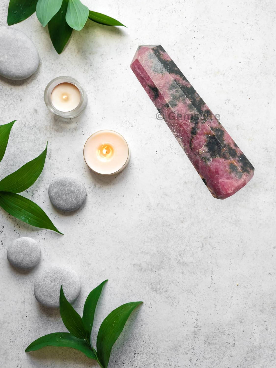WholesaleGemShop 3 Inch (70 mm) Gemstones RHODONITE Obelisk Tower Jumbo Facet Aura Rock Crystal Natural Polished Earth Wand Spirit