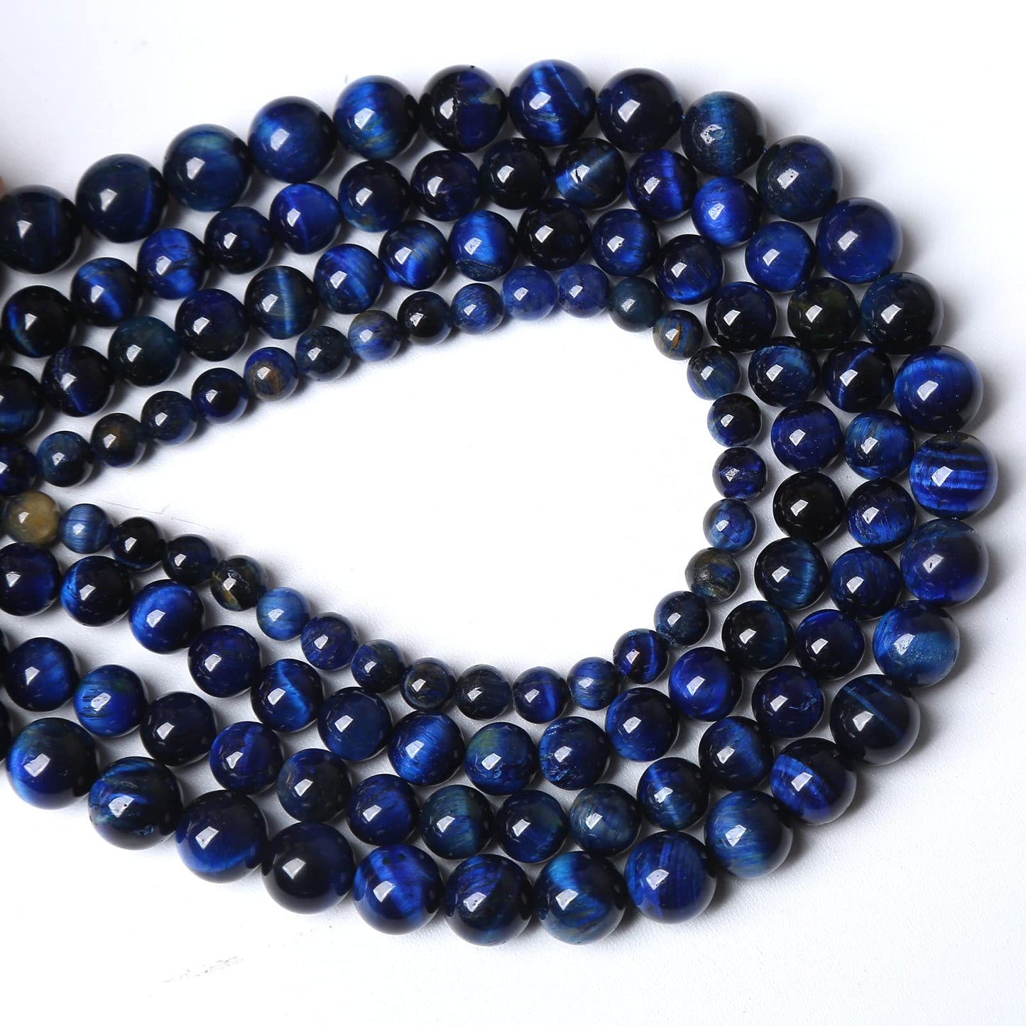 90PCS 8mm Lapis Lazuli Blue Tiger Eye Beads Natural Stone Round Loose Beads Energy Gemstone Healing Power for Jewelry Making 2 Strand 32"