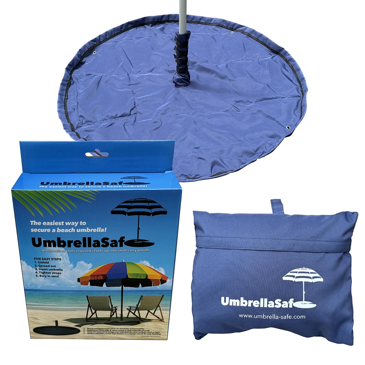UmbrellaSafe Beach Umbrella Anchor, No Digging, No Tools, No Hassle