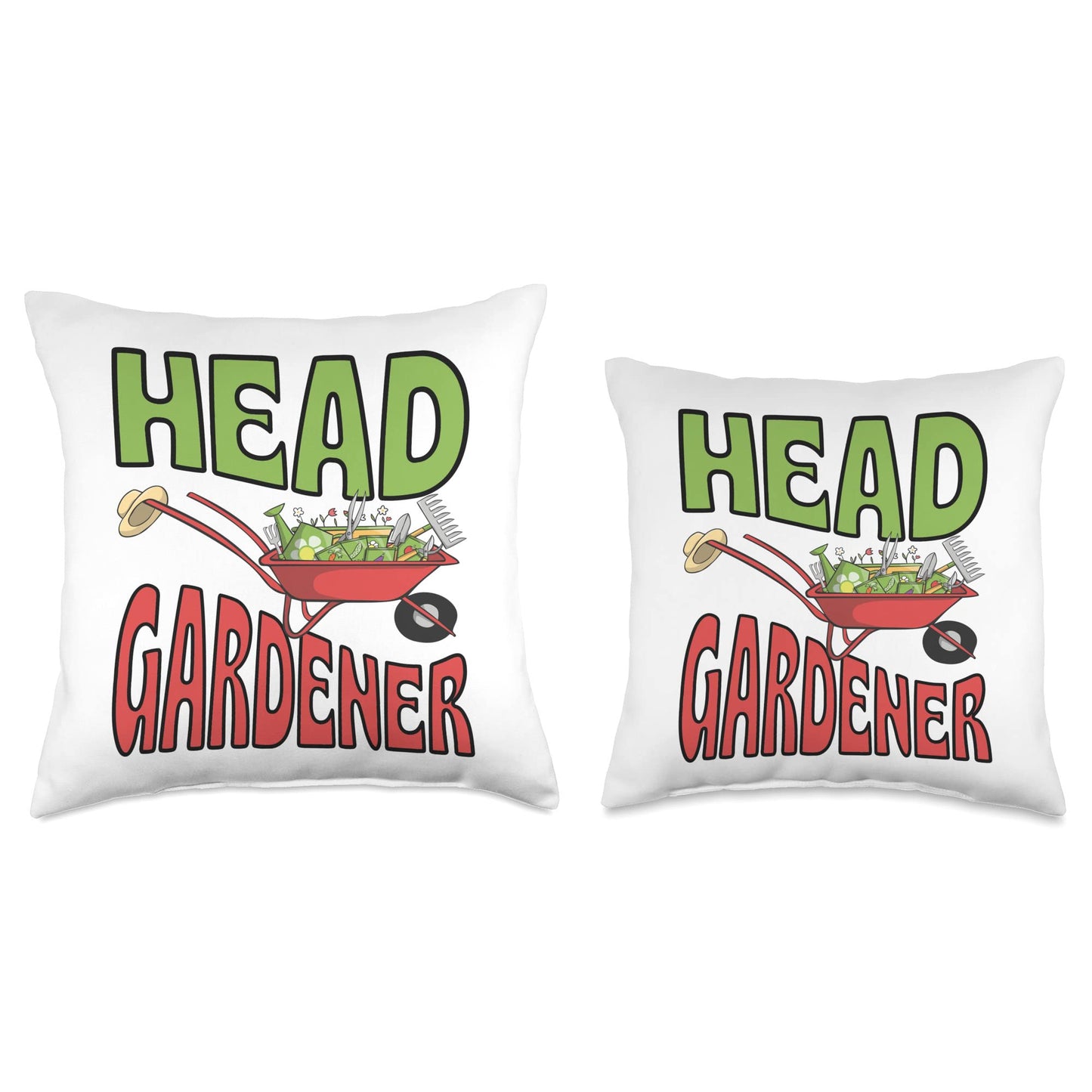 Head Gardener Cute Summer Wheelbarrow Vegetable Garden Throw Pillow
