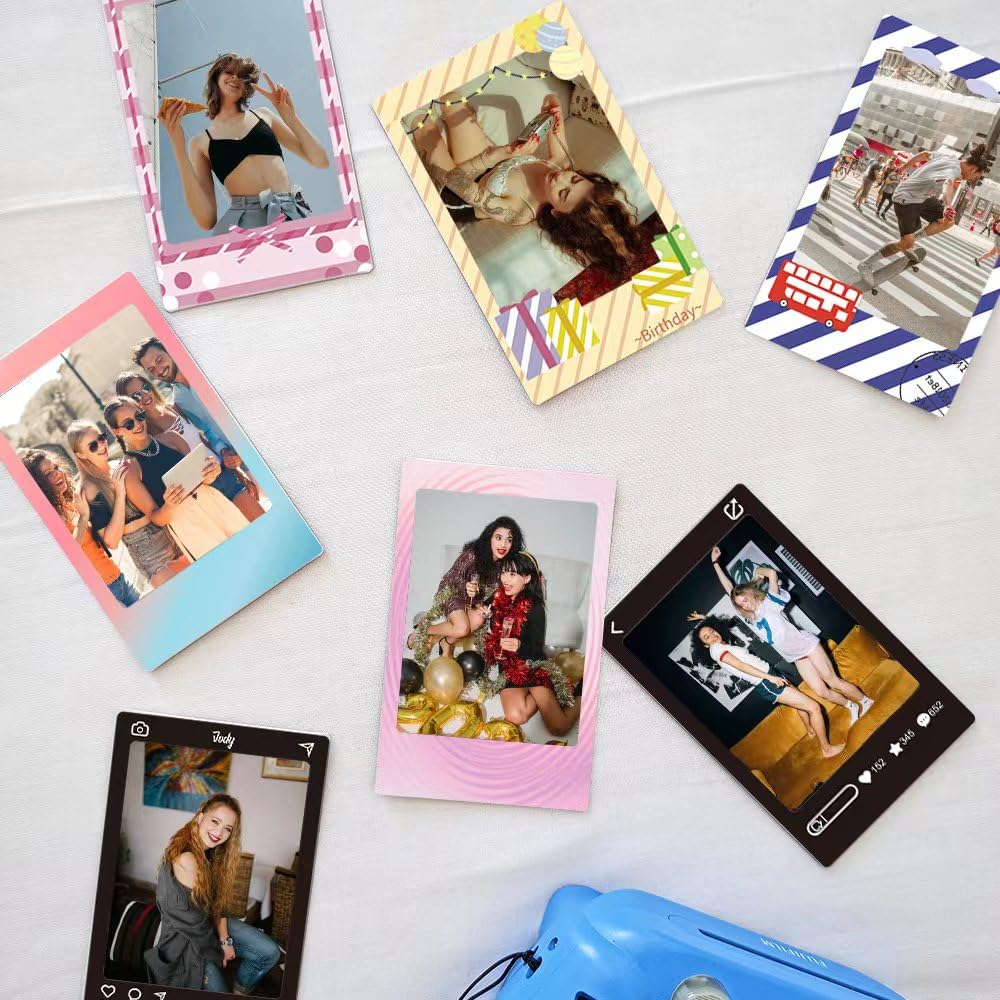 HIYQIN 2x3 Inch Photo Border Stickers - Lovely Camera Photo Stickers Compatible for Instax Mini EVO/Liplay/SE/12/11/41/40/99/90/9/8/7s/25 Camera Film - Fuji Mini Film Colorful Accessories - 30 Packs