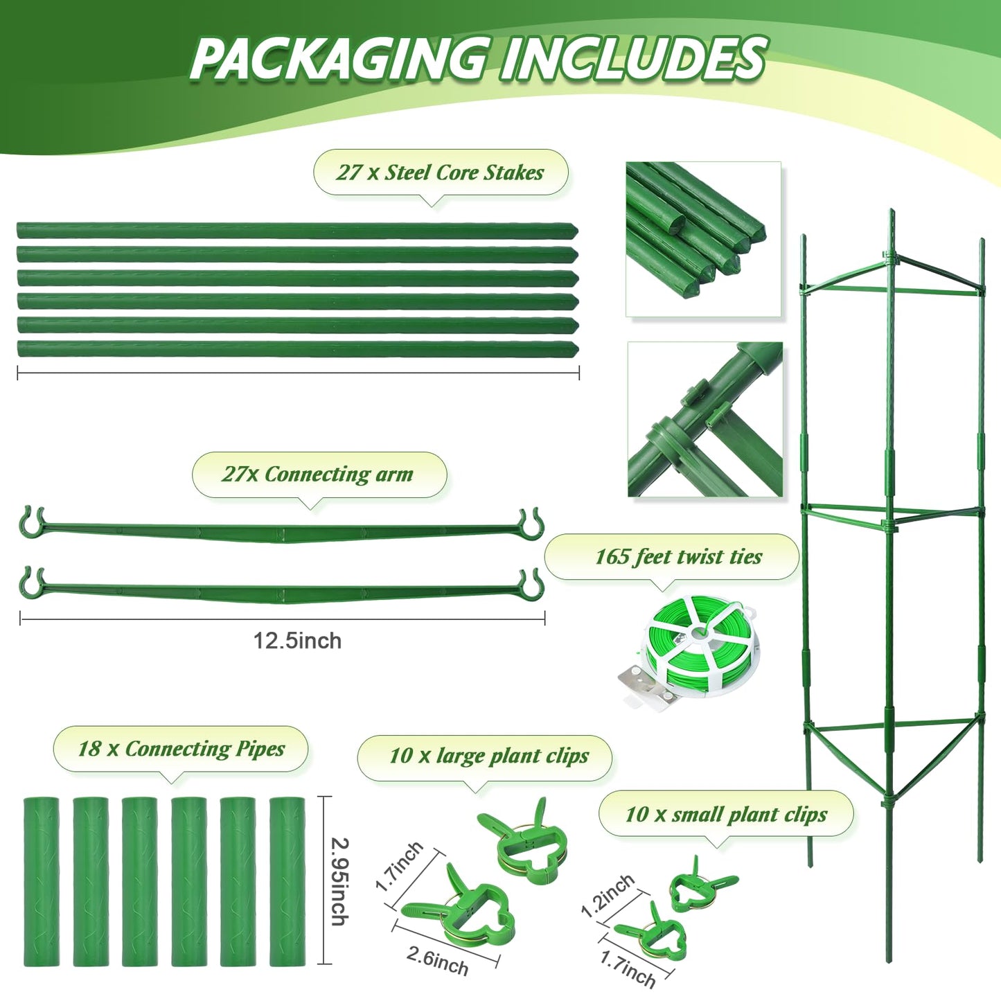 Tomato Cage, Tomato Plant Support Trellis for Garden & Pots, Rust-Resistant Tomato Cages for Climbing Vegetables Plants Flowers, 3 Pack - 48-Inch