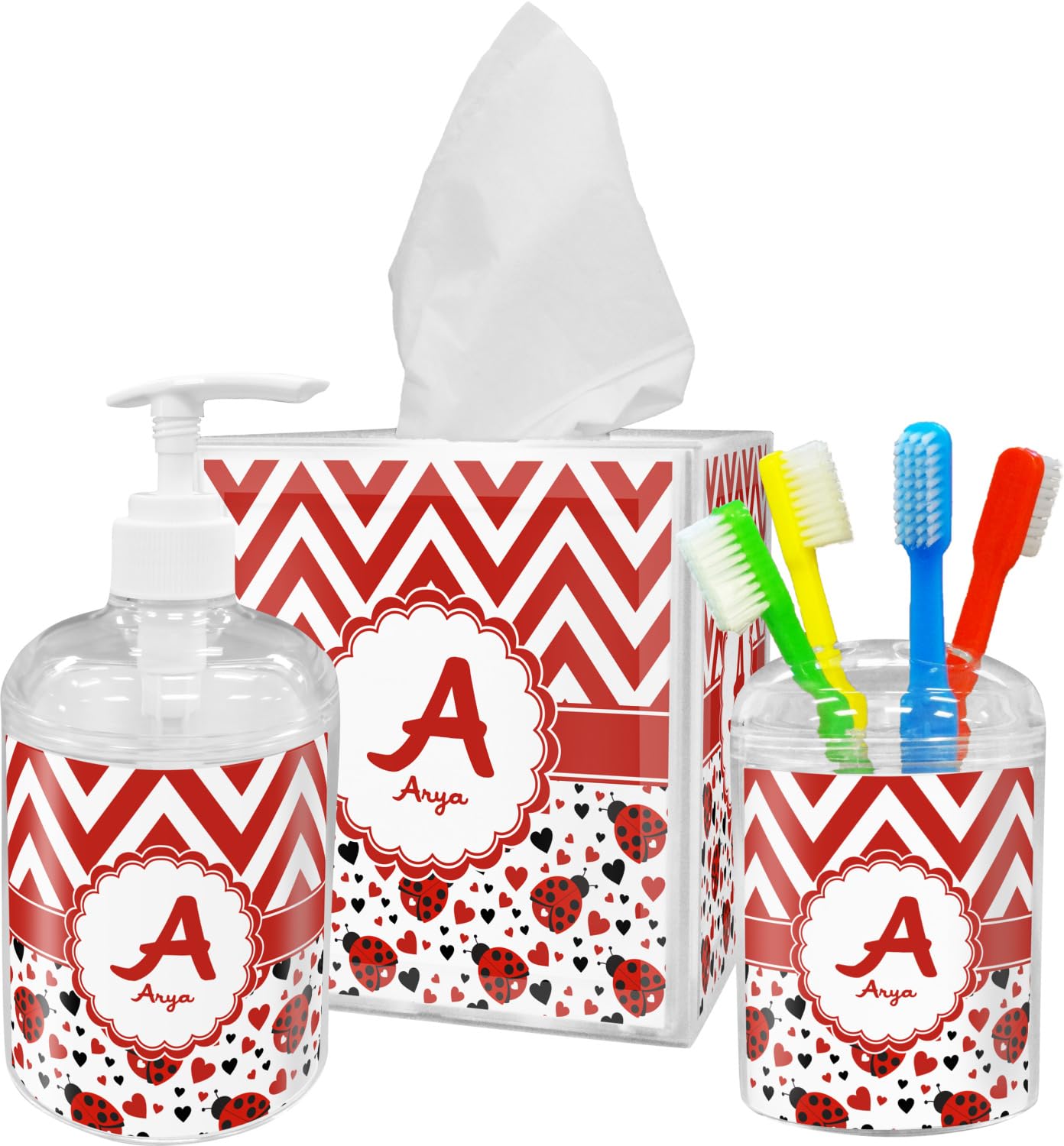 YouCustomizeIt Personalized Ladybugs & Chevron Tissue Box Cover