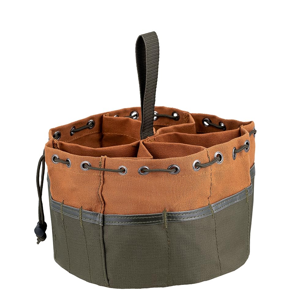BucketBoss 25001 Canvas Organizer Parachute Bag with 19 Pockets for Nails,Screws, and Bolts in Brown