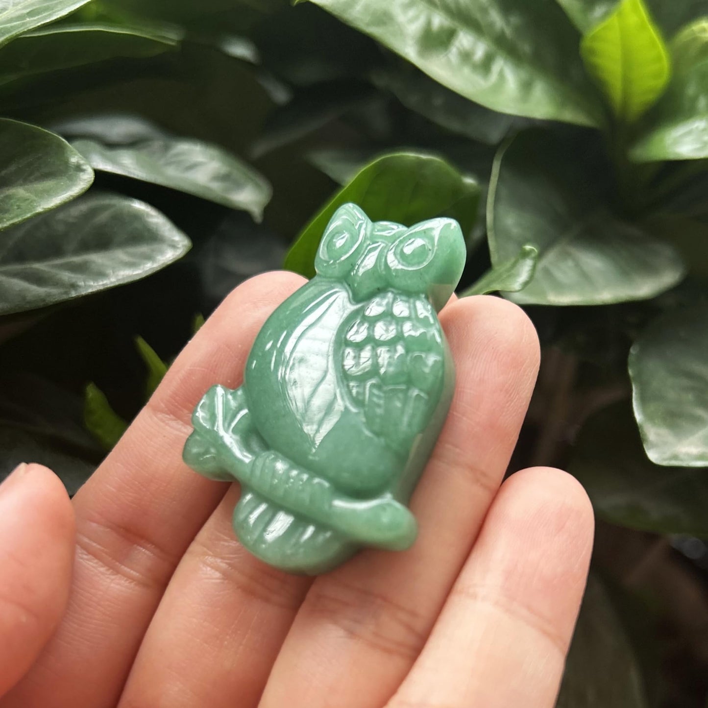 Bacatgem Natural Green Aventurine Owl Figurines Crystals and Healing Stones,Haped DIY Pendant