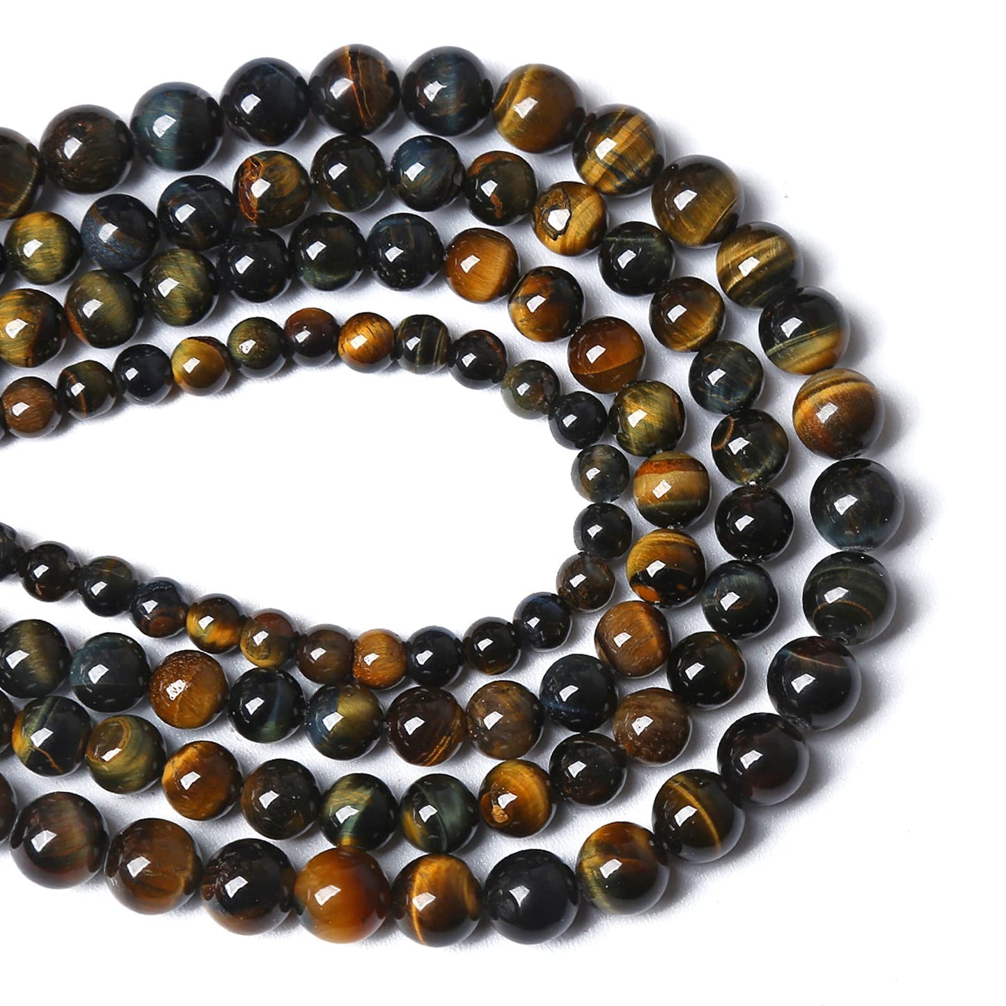 8MM 46PCS Natural Tiger Eye Beads Yellow Blue Stone Loose Beads for Jewelry Making DIY Bracelet Necklace