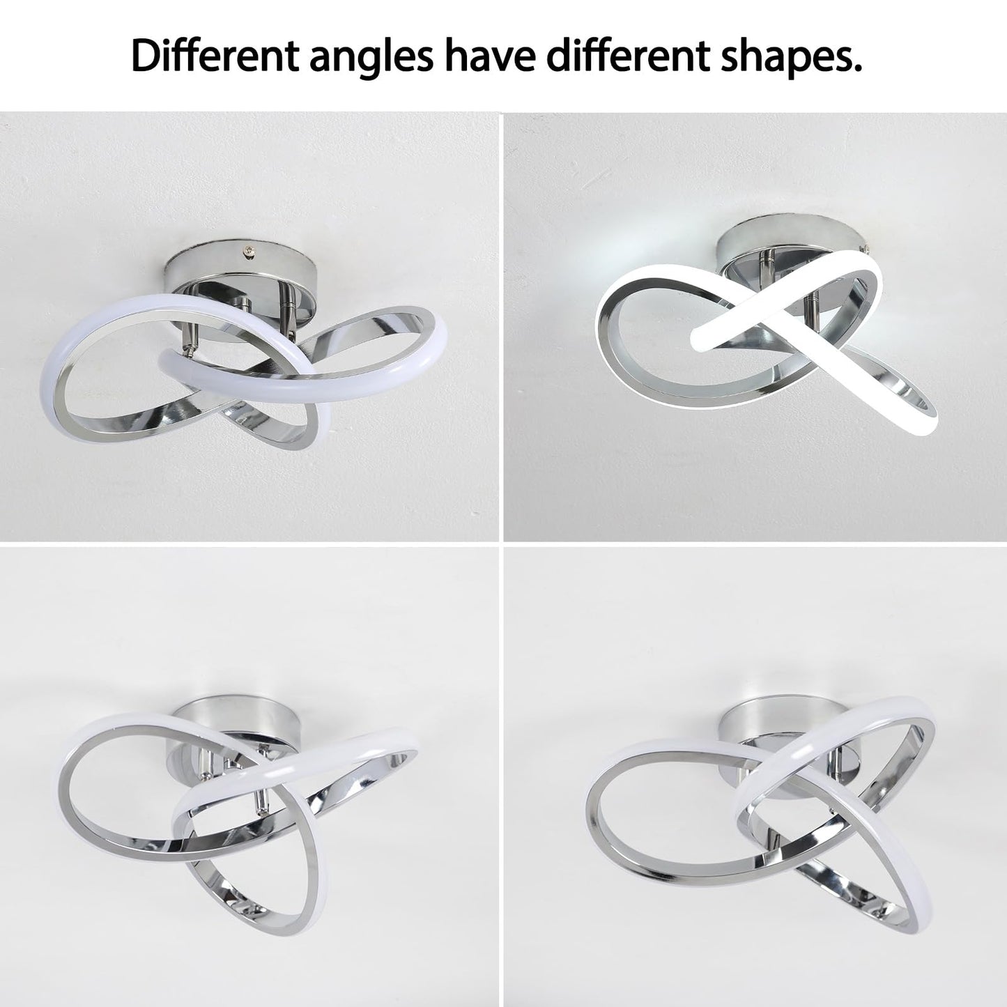 CANEOE Hallway Light Acrylic Modern LED Ceiling Light Fixtures Cool White 6000K Close to Ceiling Lights for Bedroom Bathroom Kitchen Balcony Corridor Stair Aisle Curved Creative Design Celing lamp