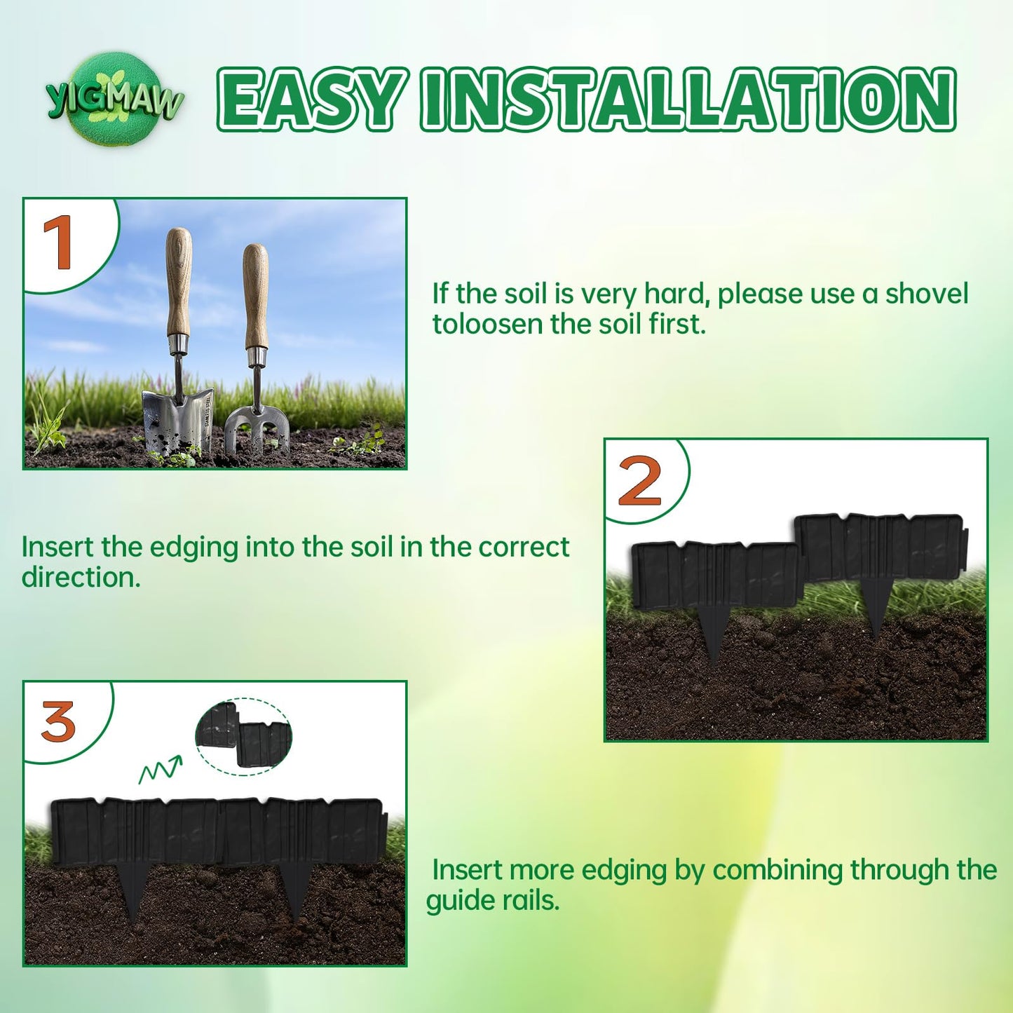 YIGMAW 2026 New Edging for Landscaping - Garden Edging Border-4 in Tall-Plastic Stone Effect for DIY Landscape,Lawn&Flower Bed (Black, 30 Pcs)