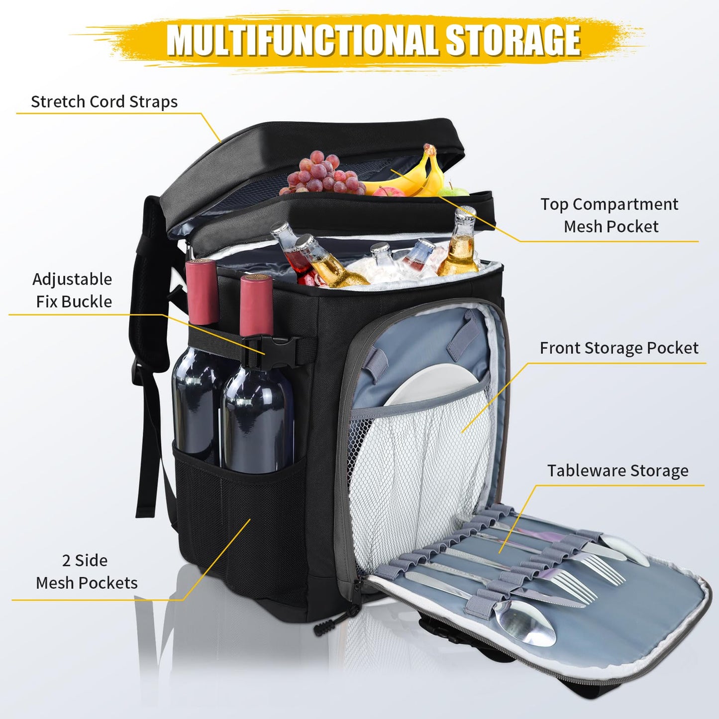 Backpack Cooler - AYAMAYA Upgrade Leakproof Cooler Backpack with Padded Top Handle, 40 Cans Large Waterproof Insulated Camping Coolers for Beach, Fishing, Picnic, Travel, BBQ