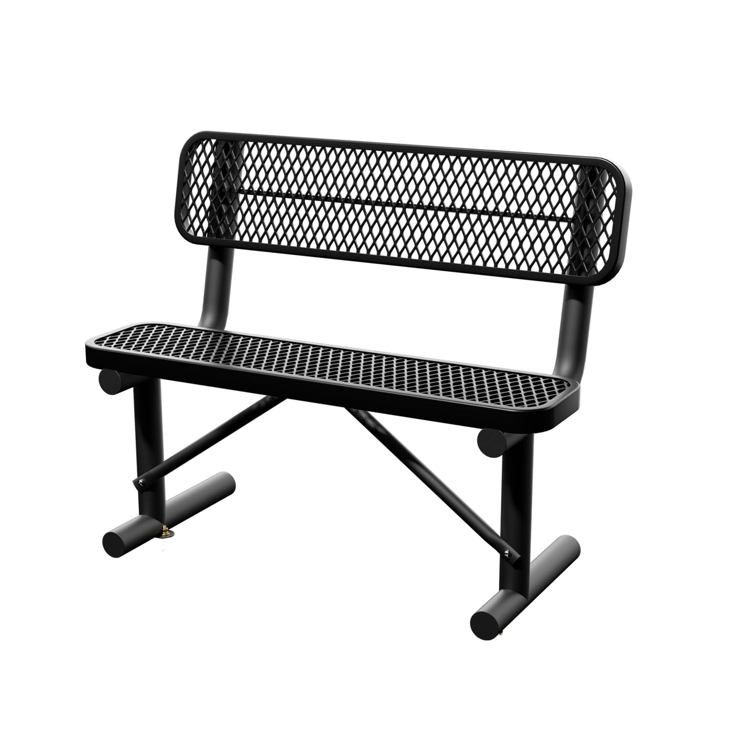 Sunnibety 4 Feet Heavy Duty Metal Park Bench for Outside, Outdoor Bench with Backrest & Portable Frame, Commercial Benches for Shopping Malls, Stores, Parks, Patios, Decks, Black