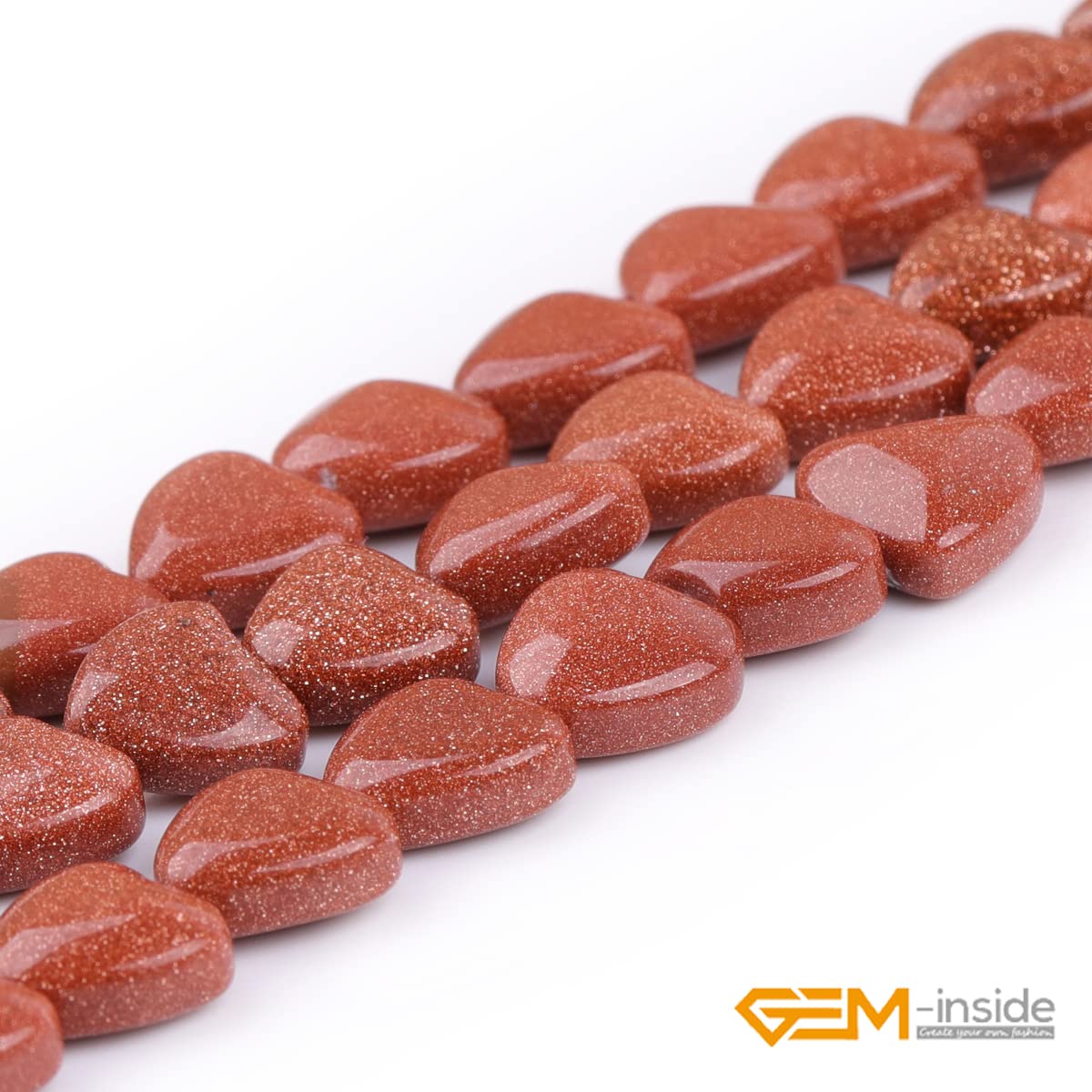 GEM-Inside 10mm Heart Charms Pink Brown Sandstone Sand Stone Beads for Jewelry Making Full 15" Strand Power Energy Healing Chakra Stone Beads