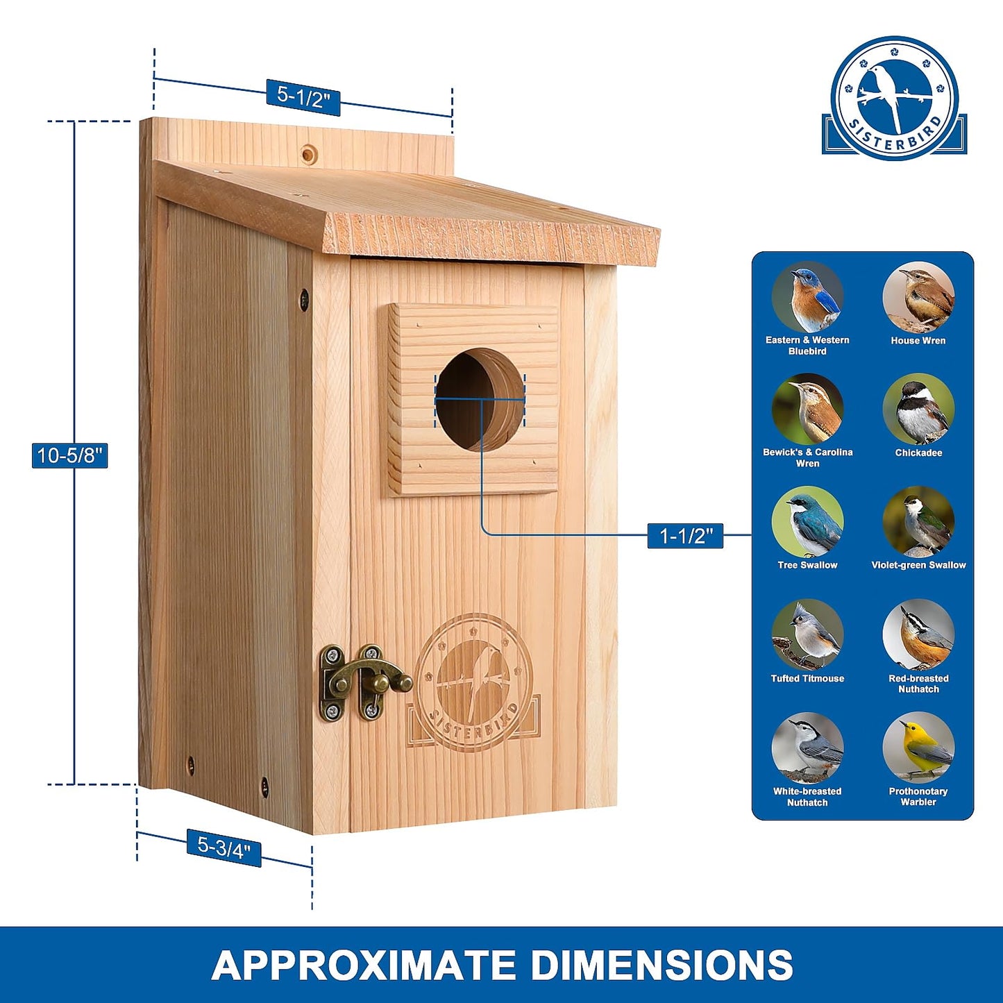SISTERBIRD Bluebird Houses for Outside, Blue Bird Houses for Outdoors, Premium Bird House, Pack of 2 Bluebird House, Wooden Birdhouses Kits for Adults for Durable Yard Decor