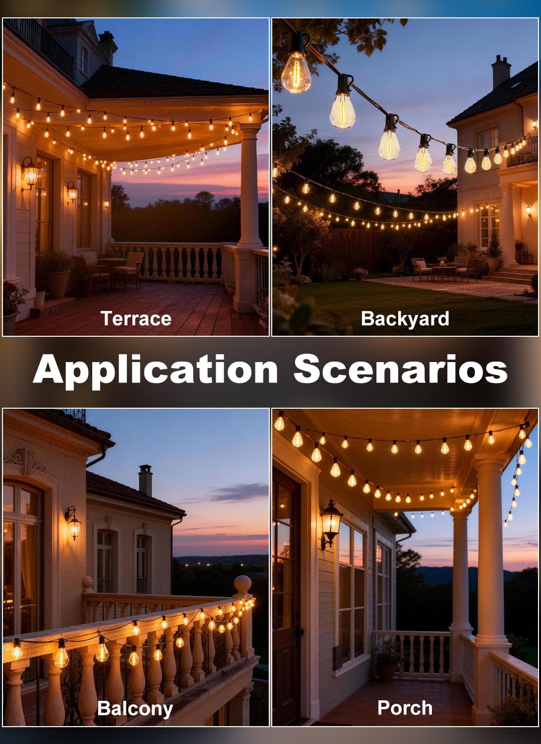 Gyecahz 200FT Outdoor String Lights Waterproof, 76+2 Shatterproof S11 LED Bulbs, Extra Long Patio Lights for Outside, Bistro Cafe Decor, Backyard Garden Hanging Lights, Outside Fence Light String