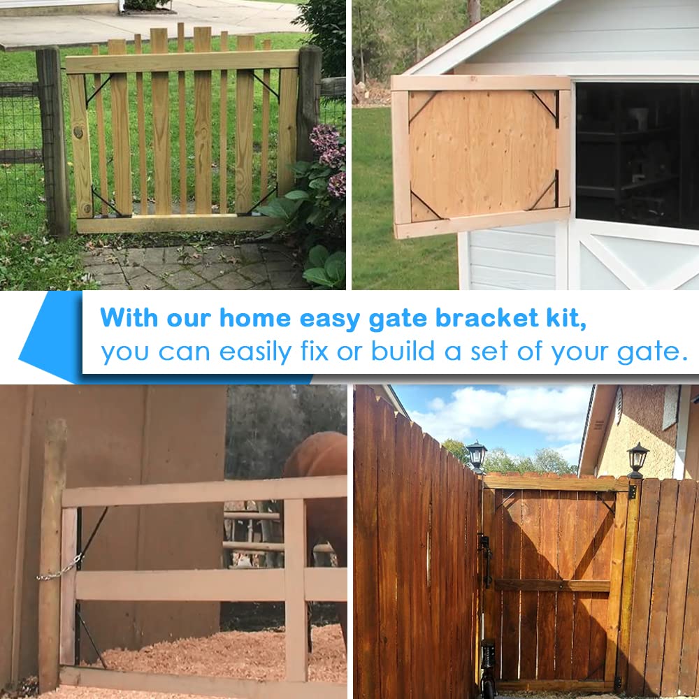 Heavy Duty Fence Gate Kit Gate Hardware No Sag Kit 2x4s Adjustable for Wooden Fence Gate Windows Shed Doors