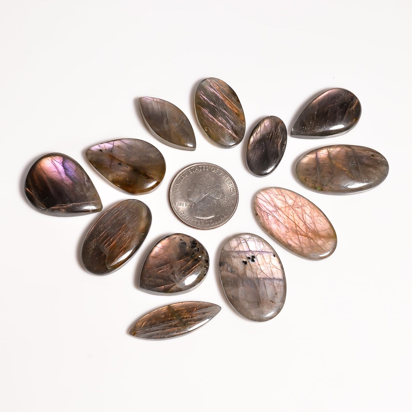 Gemkora AAA+ 5pcs, (20-30mm) Big Purple Labradorite Mix Gemstones Cabochons, Jewelry Making Loose Stones, Polished Gems, DIY, Wire Wrapping, Healing Crystals, Bulk Gemstone Deal