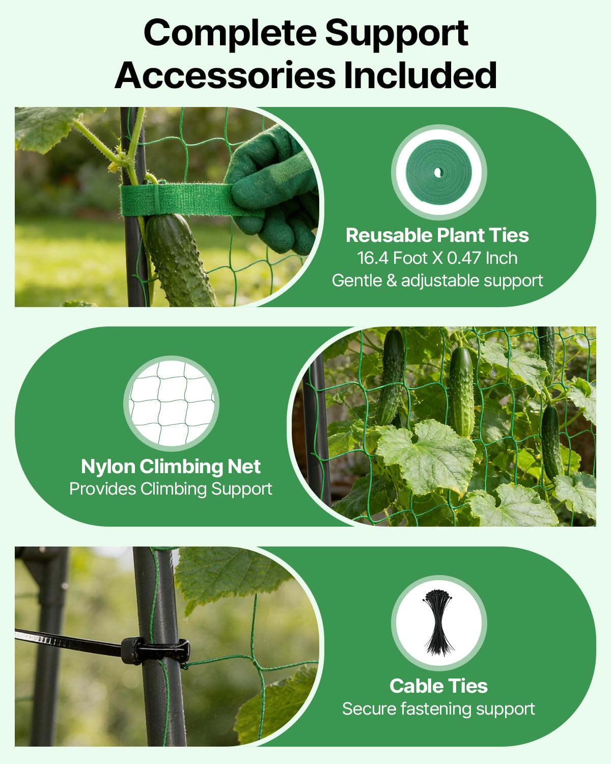 Suteck Cucumber Trellis for Raised Bed – 63" Tall Arch U-Shaped Metal Garden Trellis for Climbing Vegetables, Easy Assembly Plant Support for Home Gardeners