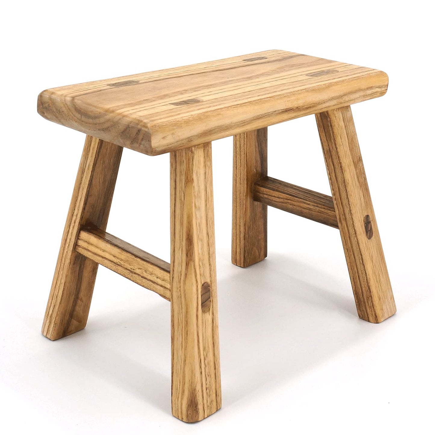 ANQILEE Handmade Solid Wood Stool Milking10 Height Wooden Step Stool Simple Wooden Viking (12" Long 6" Wide)