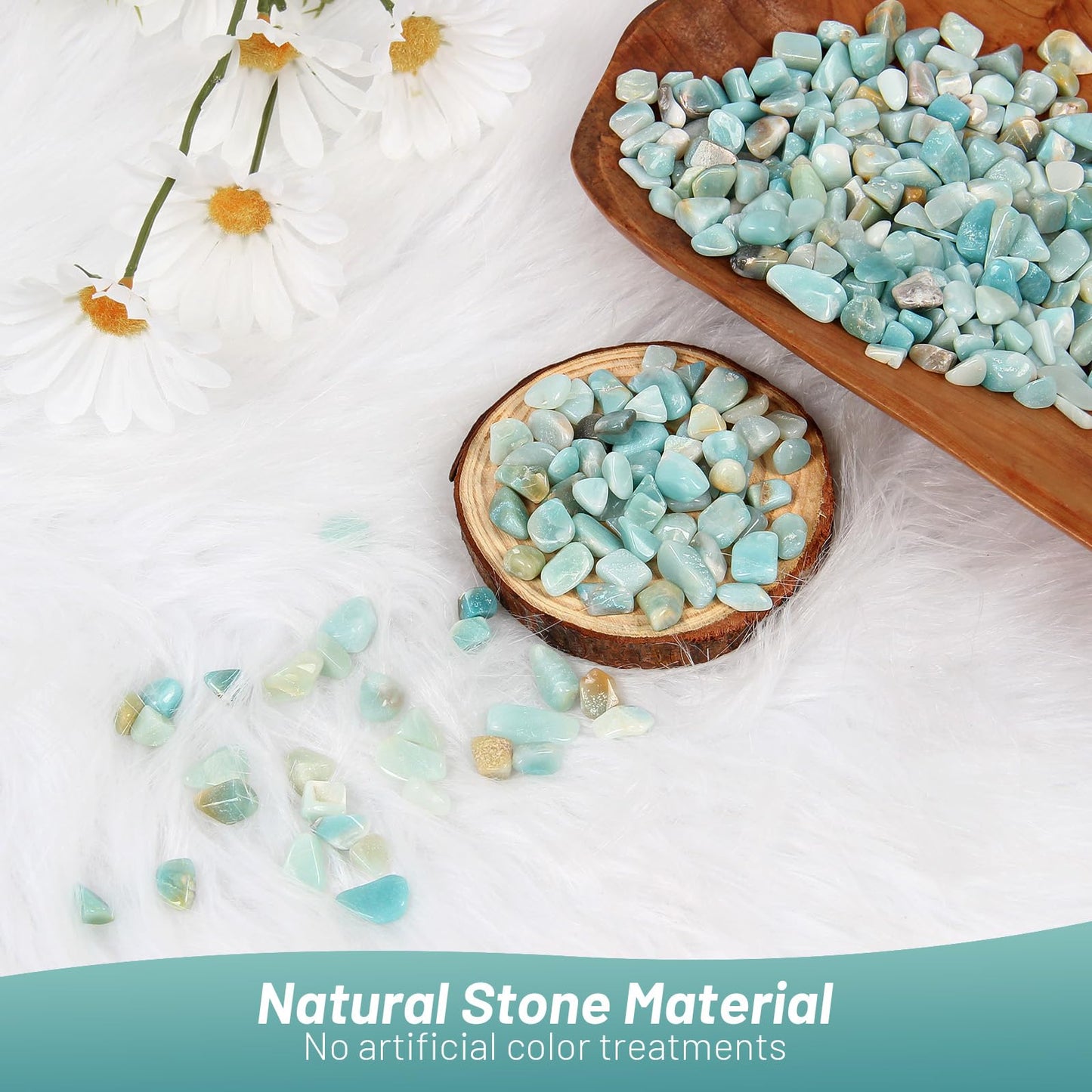 1.1lb Natural Crushed Amazonite Crystal Tumbled Chips-Healing Crystals Chips Bulk, Crushed Crystal Gemstones for Crafts, Beautiful Package for Gift (Amazonite)