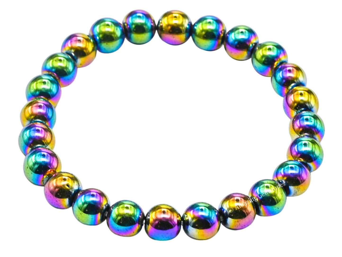 Amazing Gemstone Crystal Bracelet for Women Men's Gifts - Protection Healing Crystal Bracelet - 8mm Gemstone Beaded Stretchable Bracelet Pulseras Para Hombres Mujer Stocking Stuffers Mothers Day Gift (Mystic hematite)