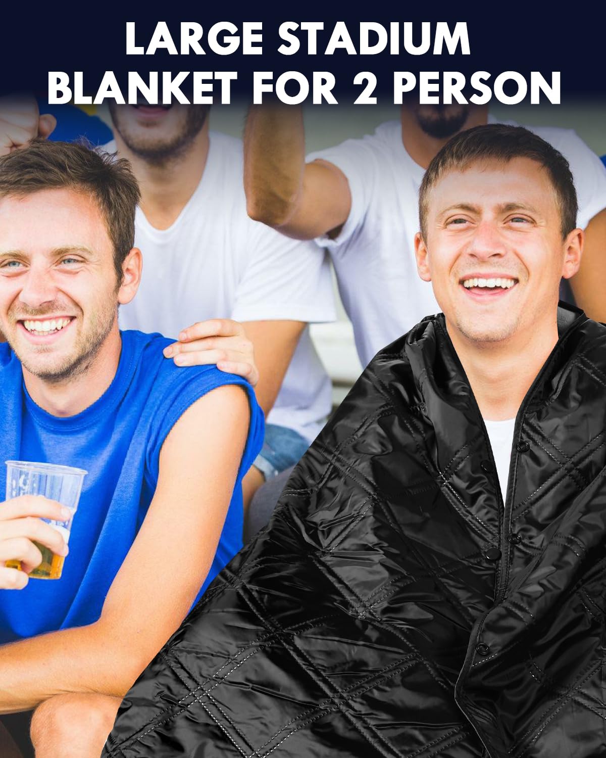 JOYLAMA Outdoor Camping Blanket, Fleece Waterproof Stadium Blanket with Portable Bag, Lightweight for Cold Weather, Sports, Pet, Beach, Picnic, Stadium, Travel, Car, 79 * 54inch