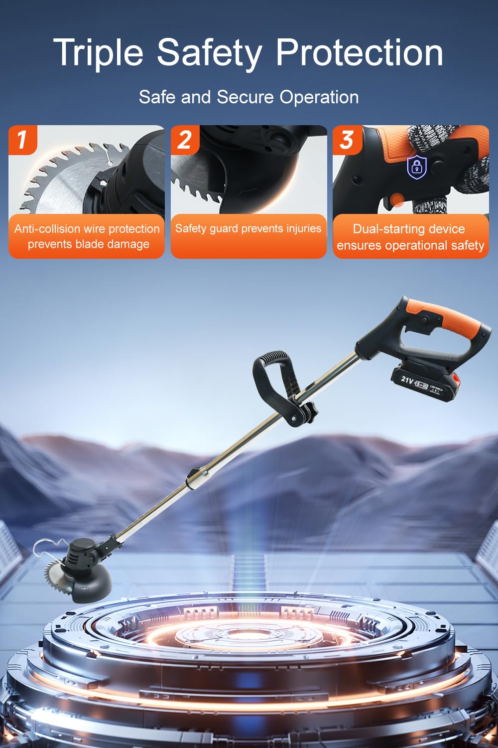 Cordless Weed Wacker, Lightweight Electric Grass Trimmer, 2 Batteries, Weed Erimmer, Adjustable Weed Eater,String Trimmers,Black
