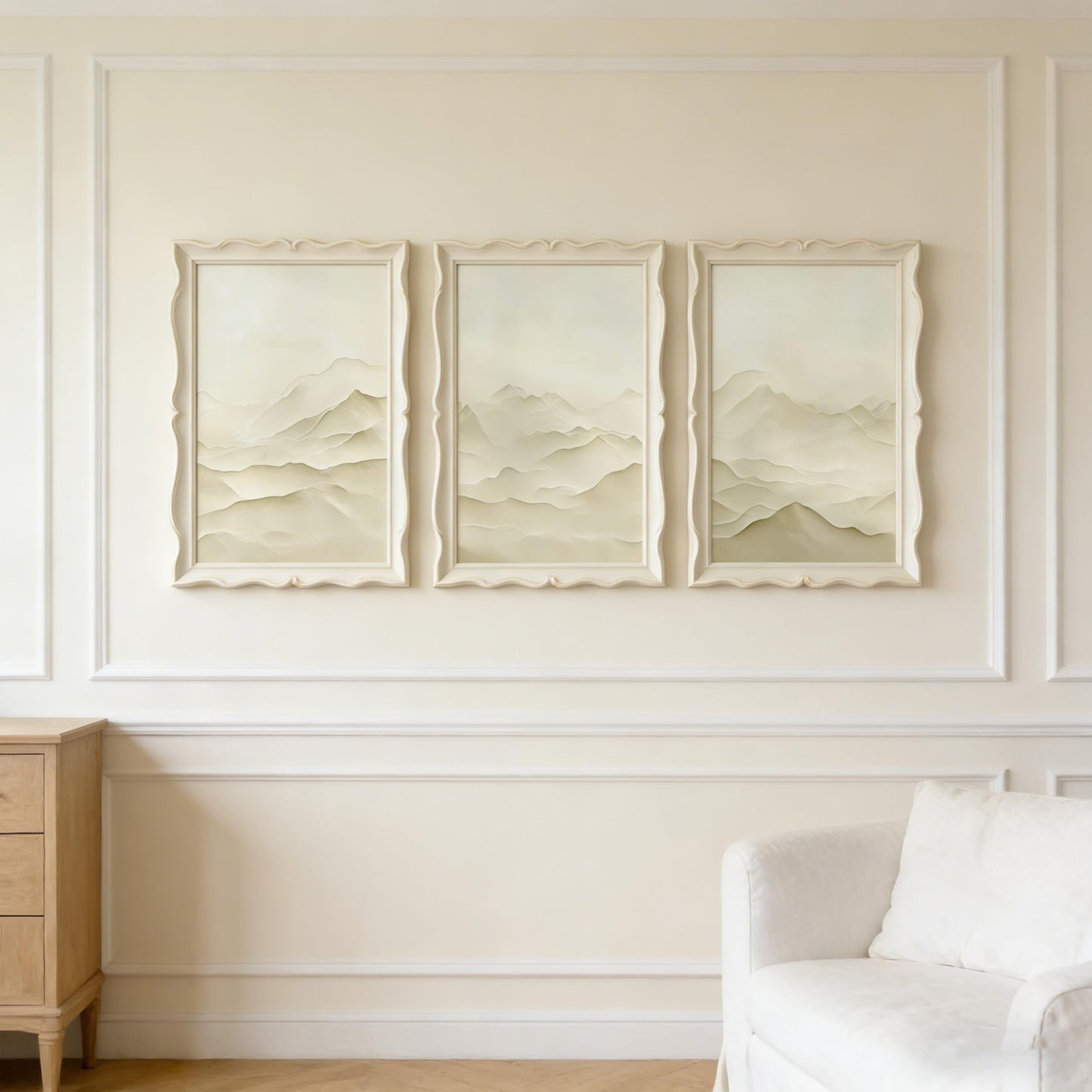 3D Textured Abstract Mountains Wall Art Set of 3 Neutral Nature Scenery Painting Wall Decor Modern Minimalist Textured Mountains Poster Print Artwork for Office Living room Study Home Decoration