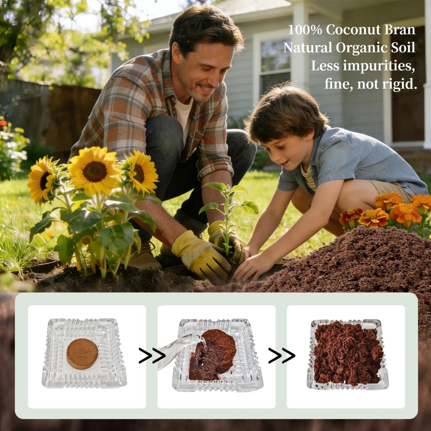 Flower Growing Kits, Windowsill Planting Kit with Planting Bags, Coir Soil & Tools Indoor Gardening Starter Kit with Seed(Sunflower, Zinnias & Marigold) Flower Gardening Gifts for Women & Men
