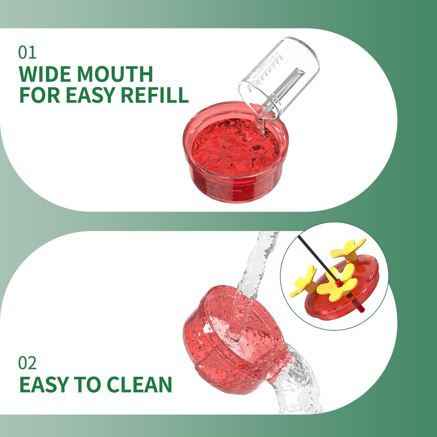 Dreamdrawer Window Hummingbird Feeder, Small Hummingbird Feeder for Outdoors with Strong Suction Cup - Metal Base & 6 Feeding Ports, Easy to Clean and Refill