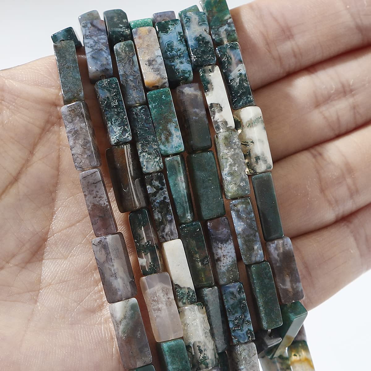 BEADIA Natural Indian Agate Tube Beads 13x4mm 30pcs Rectangle Loose Semi Gemstone Beads for Jewelry Making Design