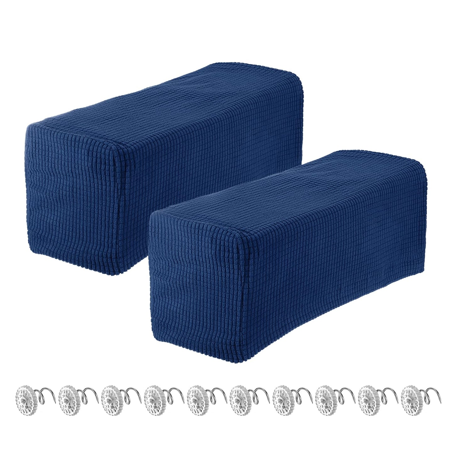 uxcell 2pcs Stretch Armrest Covers for Chairs/Sofas, Couch Arm Covers with Twist Pin, Furniture Protector Slipcovers Navy Blue