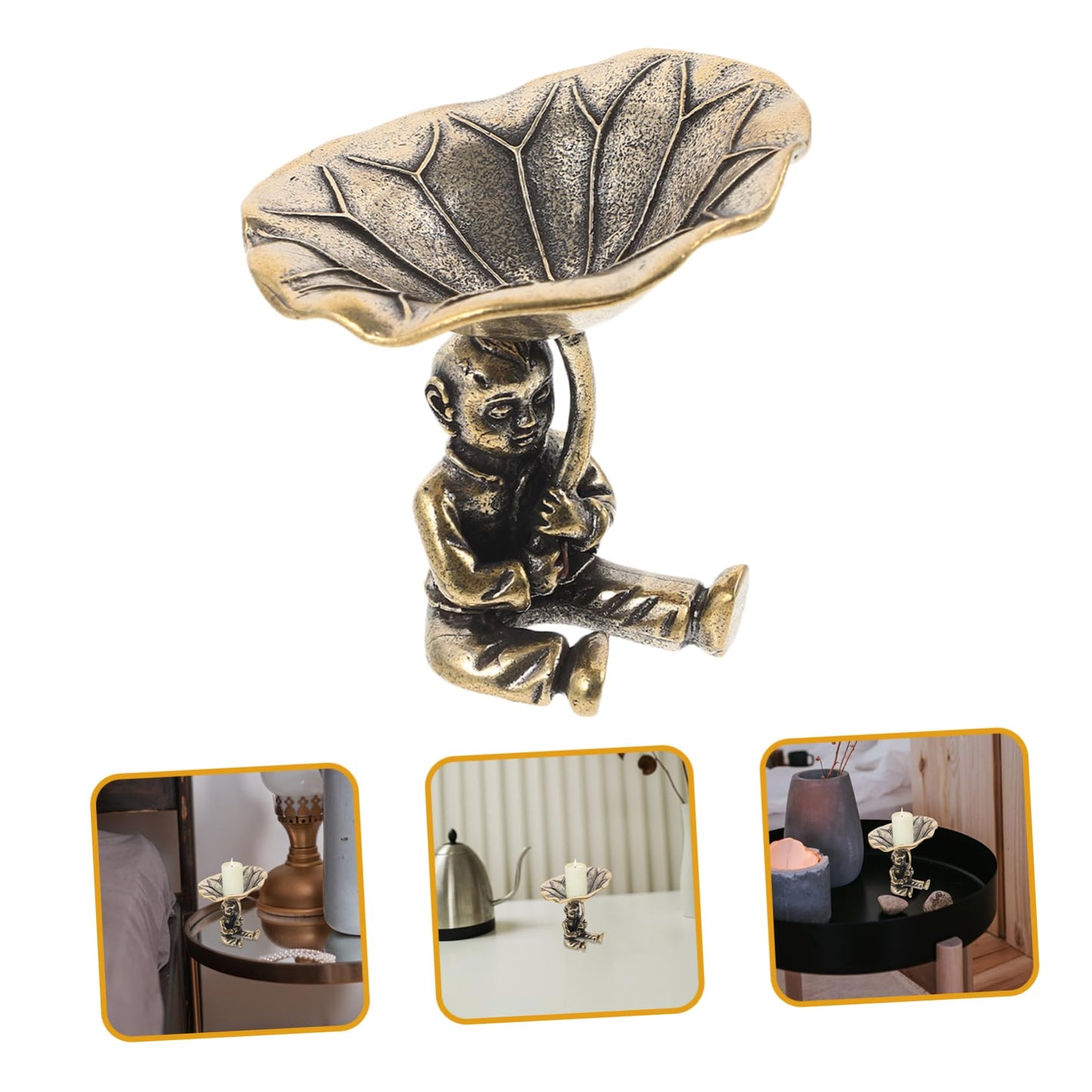 Cabilock Lotus Leaf Tealight Candle Holder Unique Candle Stand for Teacups Decorative Tabletop Accent for Living Room Bedroom and Parties