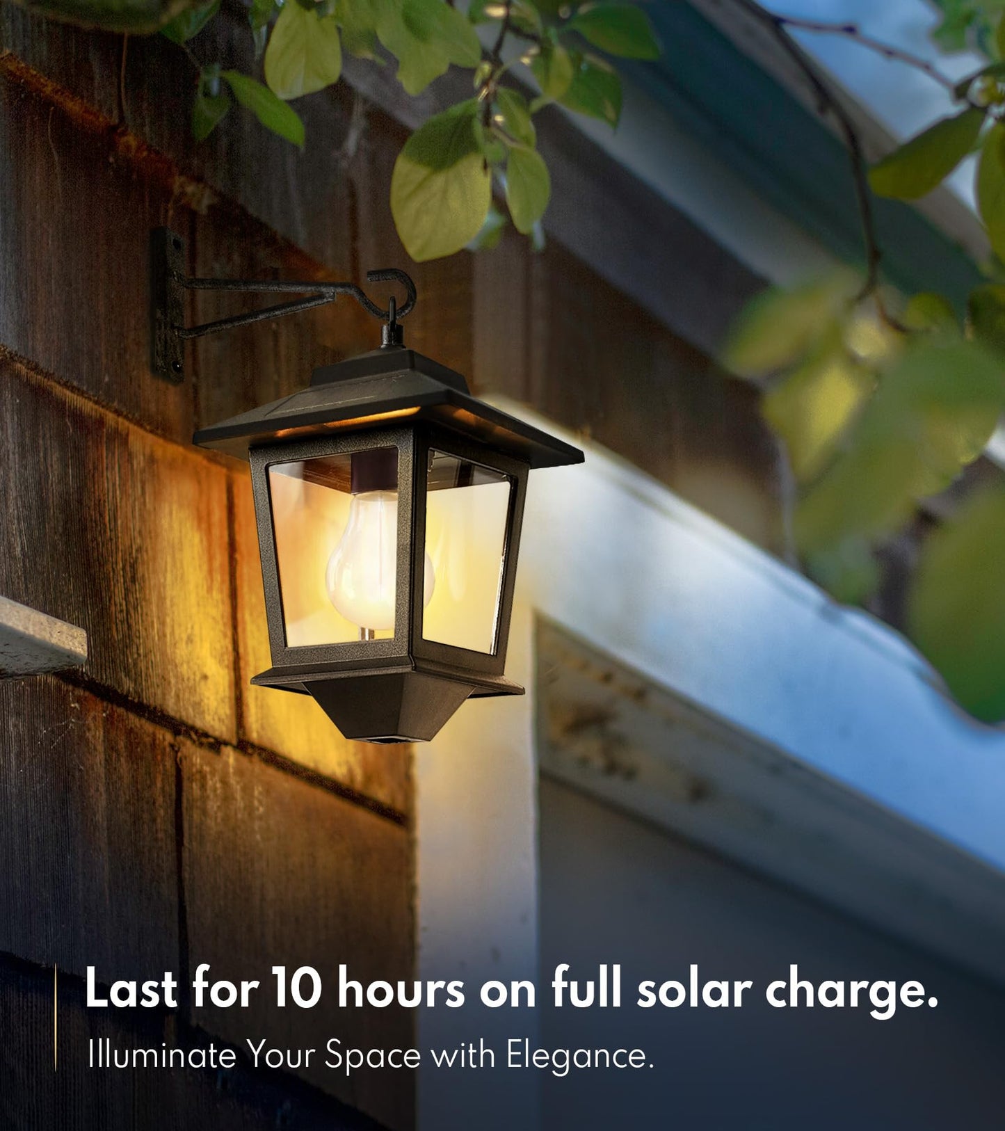 PASAMIC 2 Pack Solar Wall Lanterns with Replaceable Bulb,Outdoor Hanging Lights with 4 Solar Panels,Dusk to Dawn Led Outdoor Wall Sconce, Anti-Rust Waterproof Lanterns with Hooks,3000K Warm White
