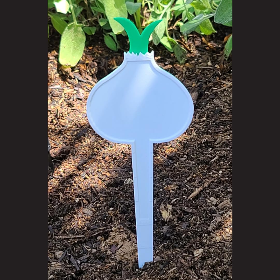 8-Inch Vegetable Garden Plant Markers - Set of 5 - Durable & Eco-Friendly Plastic - Made in The USA - Tomato, Cucumber, Bell Pepper, Onion, and Carrot.