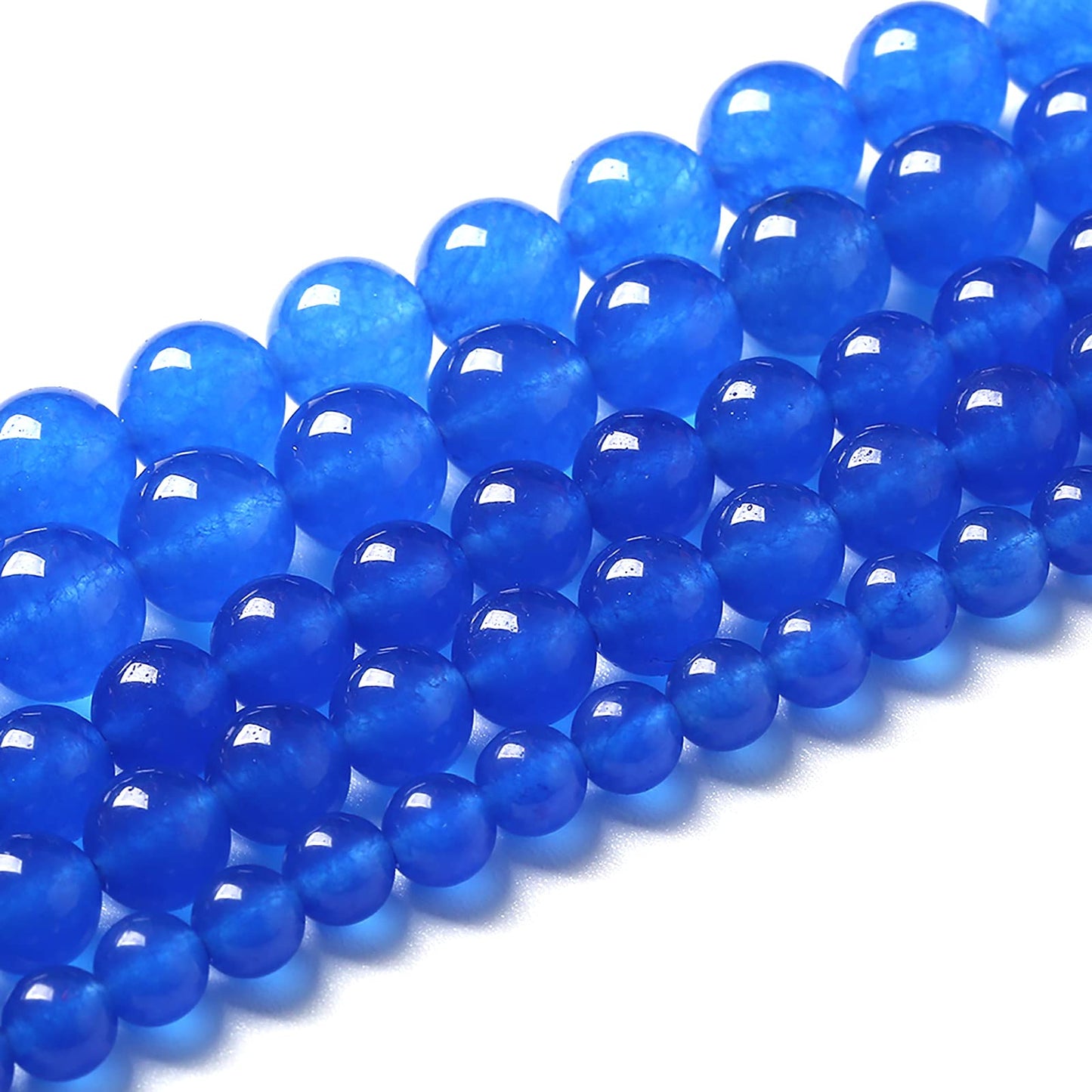 90pcs 4mm Natural Blue Jades Chalcedony Stone Beads Round Loose Spacer Beads for Jewelry Making DIY Bracelets Crystal Energy Healing Power Stone (4mm, Blue Chalcedony)