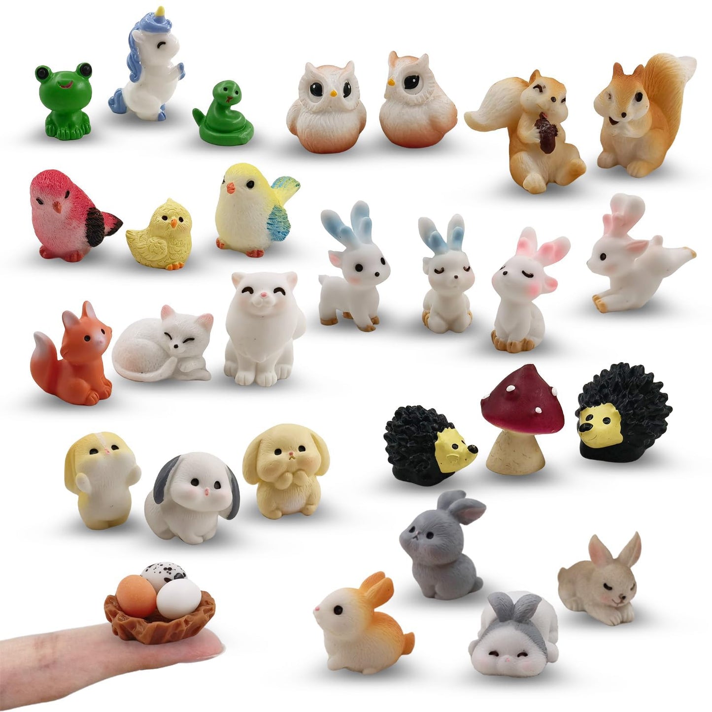 SparkleFab 30 Pcs Tiny Resin Animals to Hide Mini Forest Animals Figurines for Dollhouse Miniature Garden Fairy Garden Succulents Plants Ornaments