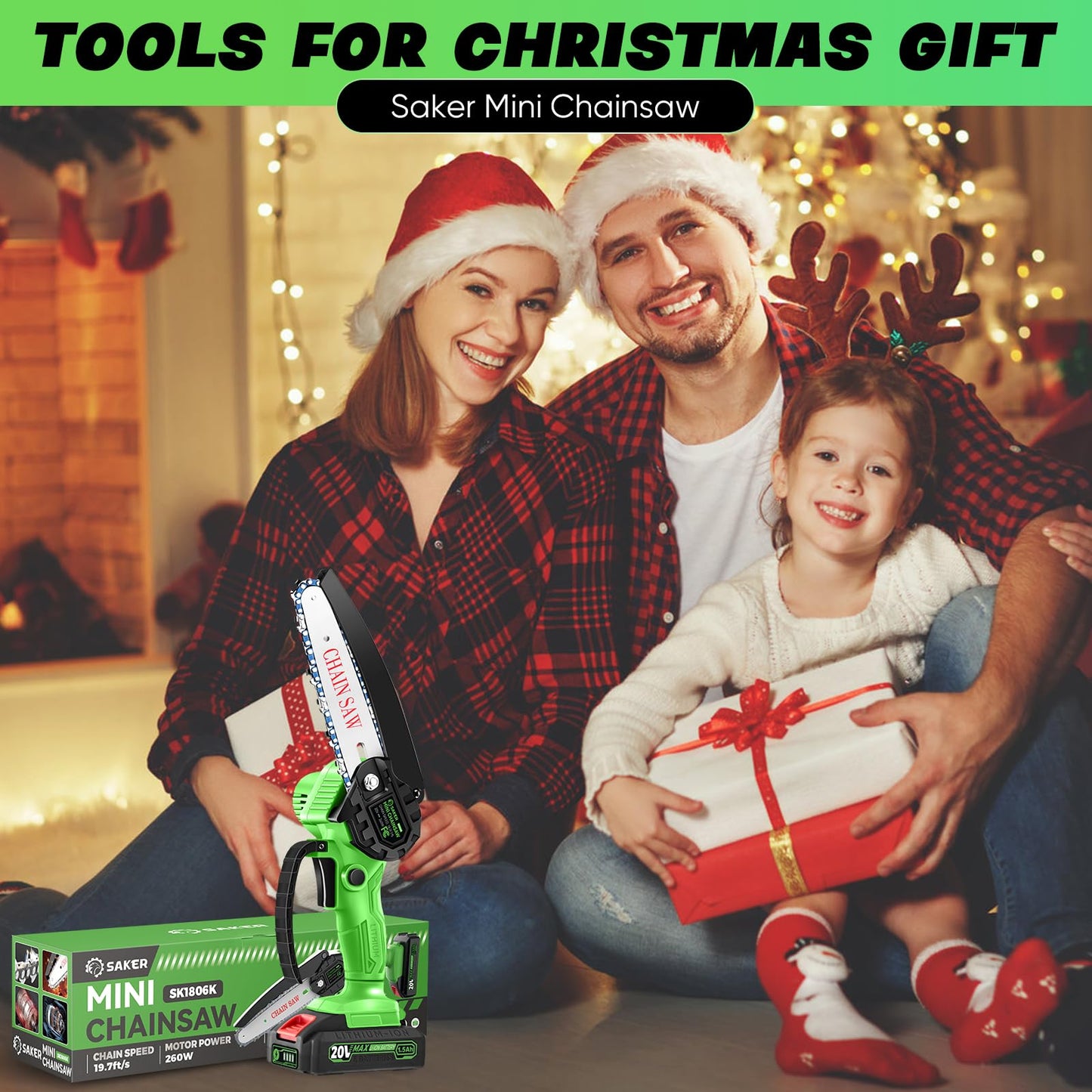 Saker Mini Chainsaw Cordless,6 Inch Chainsaw, Mini Electric Chainsaw Cordless Battery Powered,One-Hand Portable Chain Saw for Tree Trimming, Pruning&Wood Cutting,Gifts for Men Husband