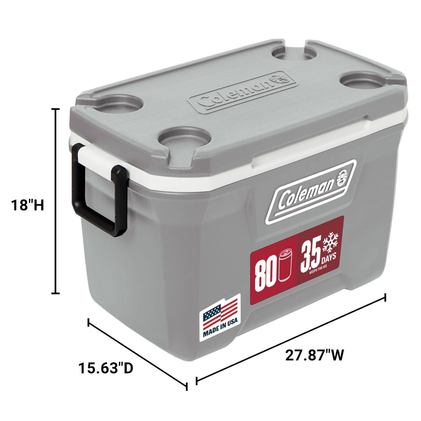 Coleman Classic Series Insulated Portable Cooler, Leak-Resistant Outdoor Hard Cooler Keeps Ice up to 5 Days, 52/70/120/150 Quart