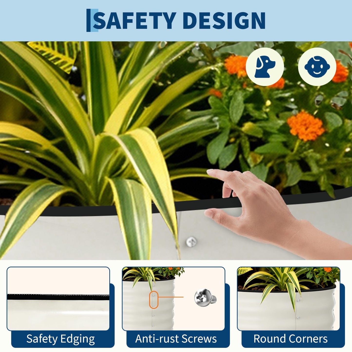 Garvee 2 Pack Galvanized Raised Garden Beds - 8x2x1.5ft Planter Box for Vegetables, Flowers, Rust-Resistant Garden Box, Easy Assembly Raised Beds, Durable Planters for Outdoor Plants, Beige