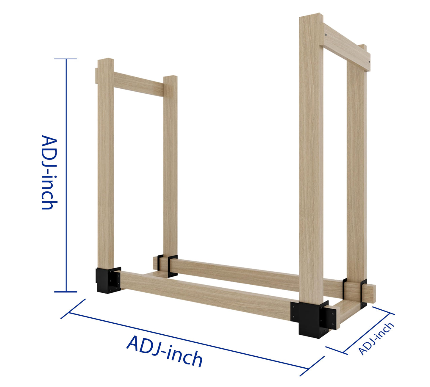 Fire Beauty 4 Pack Firewood Rack Base,Heavy Duty Metal Adjustable Log Storage Rack Bracket