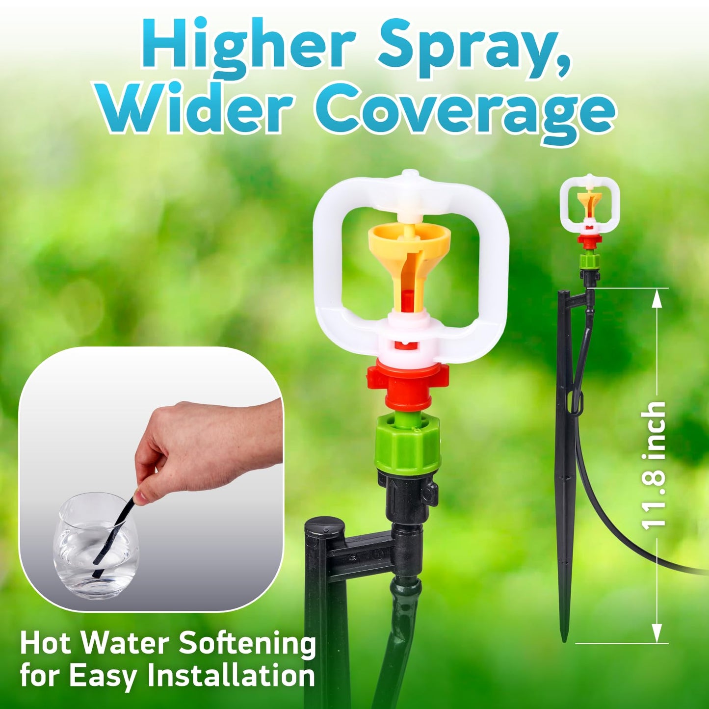 HIRALIY 360° Micro-Spray Garden Irrigation System 100FT, New Garden Watering System, Saving Water Automatic Irrigation Equipment for Patio Lawn