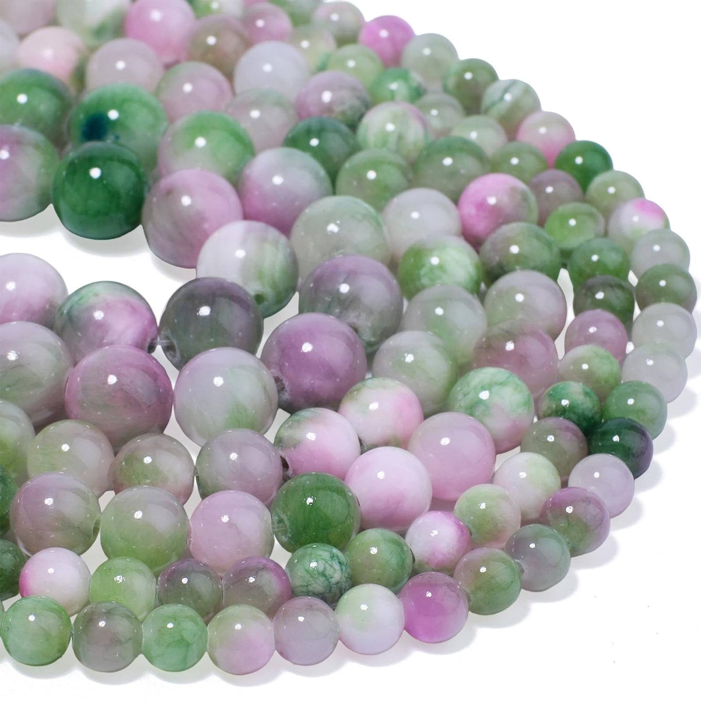 Yochus 60pcs 6mm Pink &Green Persian Jade Energy Healing Round Bulk Gemstone Beads for Jewelry Making Bracelet Necklace Earring DIY