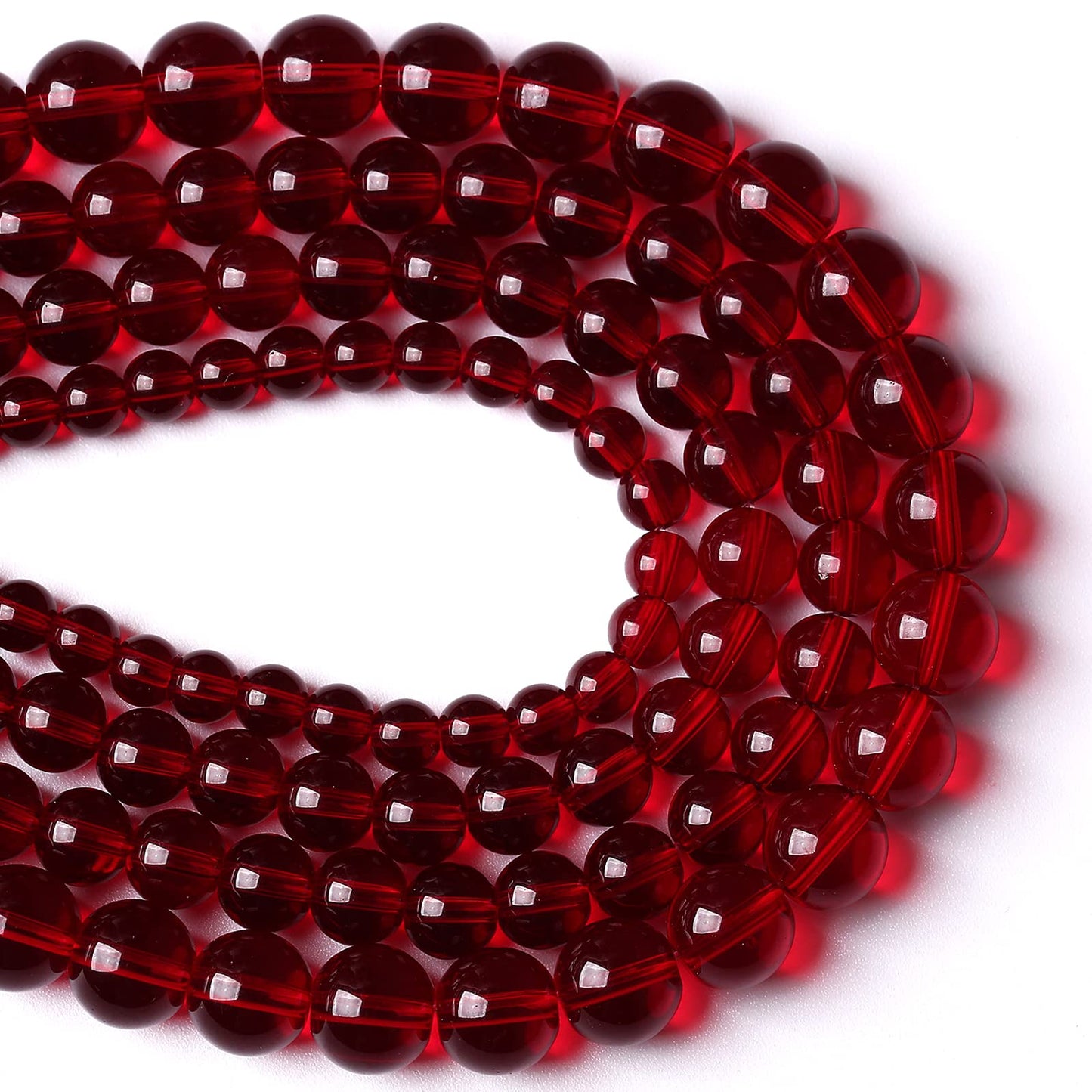 6MM 60PCS Garnet Red Glass Crystal Spacer Loose Beads for Jewelry Making DIY Bracelet 15 Inches 1 Strand