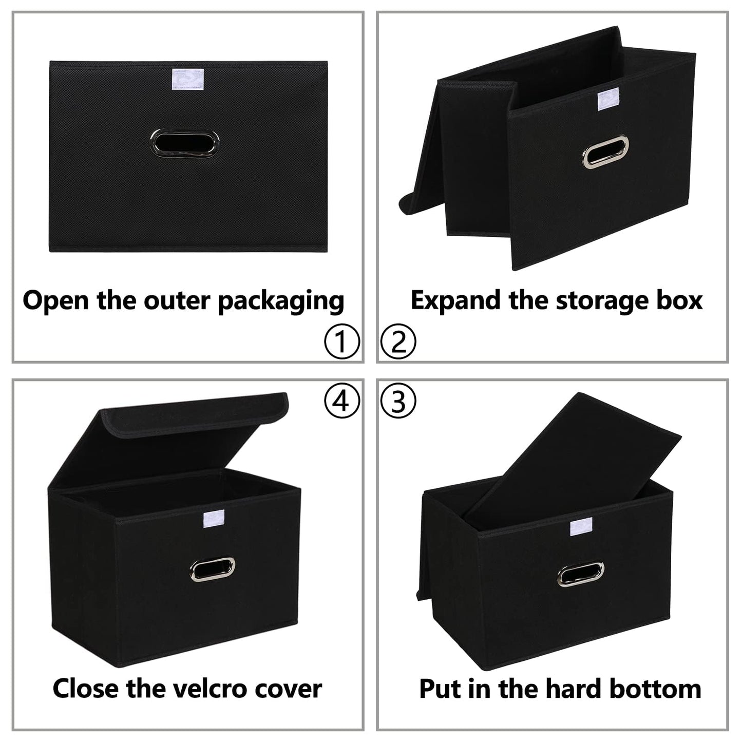 SEVENDOME 1-Pack Large Collapsible Storage Bins with Lids,Fabric Storage Cubes Organizer for Shelves,Closet,Nursery,Foldable Cube Storage Baskets with Handles,Home Boxes (14.9"x9.8",Black)