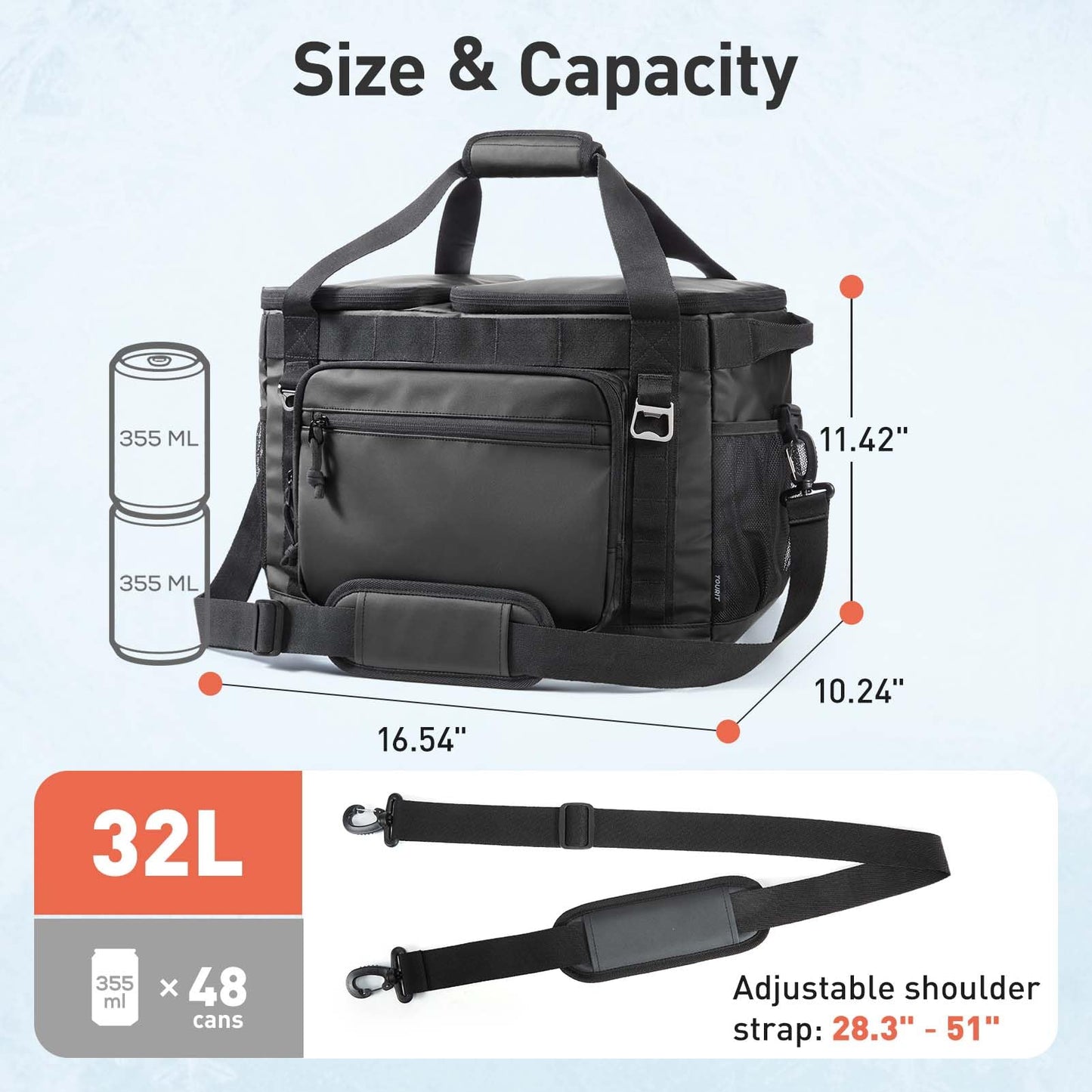TOURIT 2-Zone Soft Cooler Bag 30/48Cans, Dry & Wet Insulated Beach Cooler, Lunch Bag, Leakproof Ice Chest for Camping, Picnic, Hiking, Travel