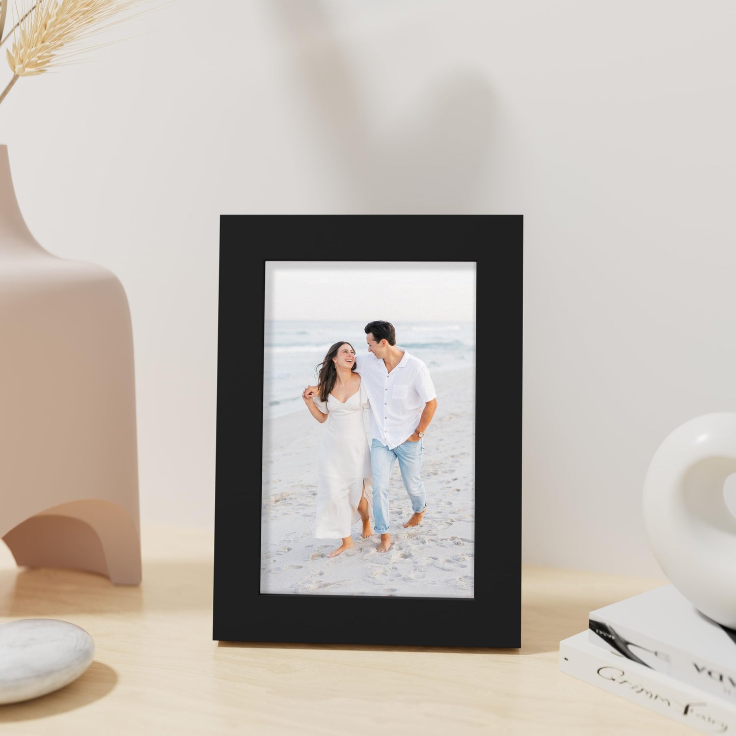 Vittanly 4x6 Picture Frame, Made of Solid Wood and Shatterproof Plexiglass, Wooden Photo Frame for Wall Mounting or Tabletop Display, Picture Frame for Home Decor with Stand, Black, 1 Pack