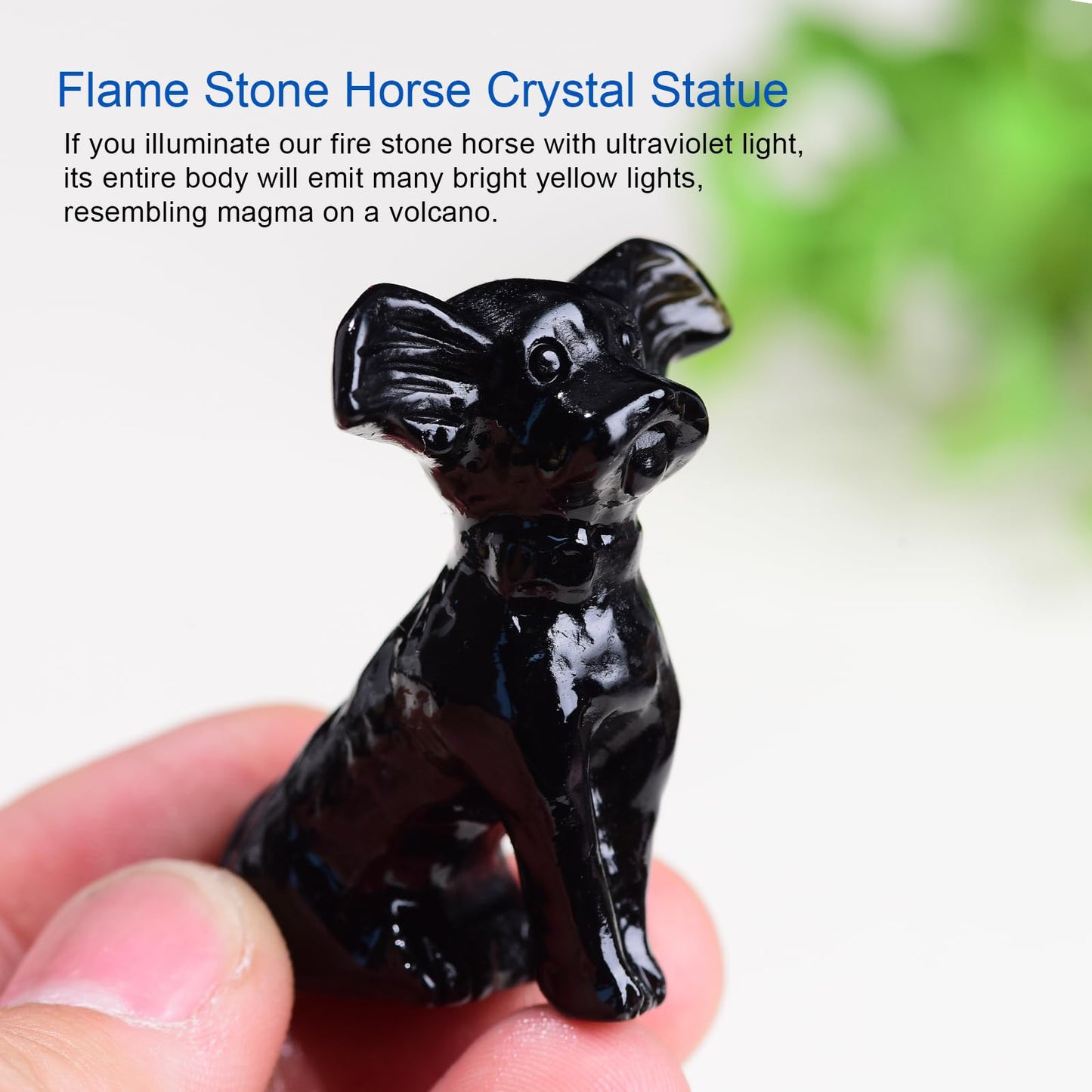 Ytbeoxk 1.8 Inch Black Obsidian Dog Crystal Figurines Home Decor,Hand-Carved Healing Crystals, Puppy Statues Stone Energy Gemstones,in Bedroom Office Dog Memorial Gifts for Women and Men