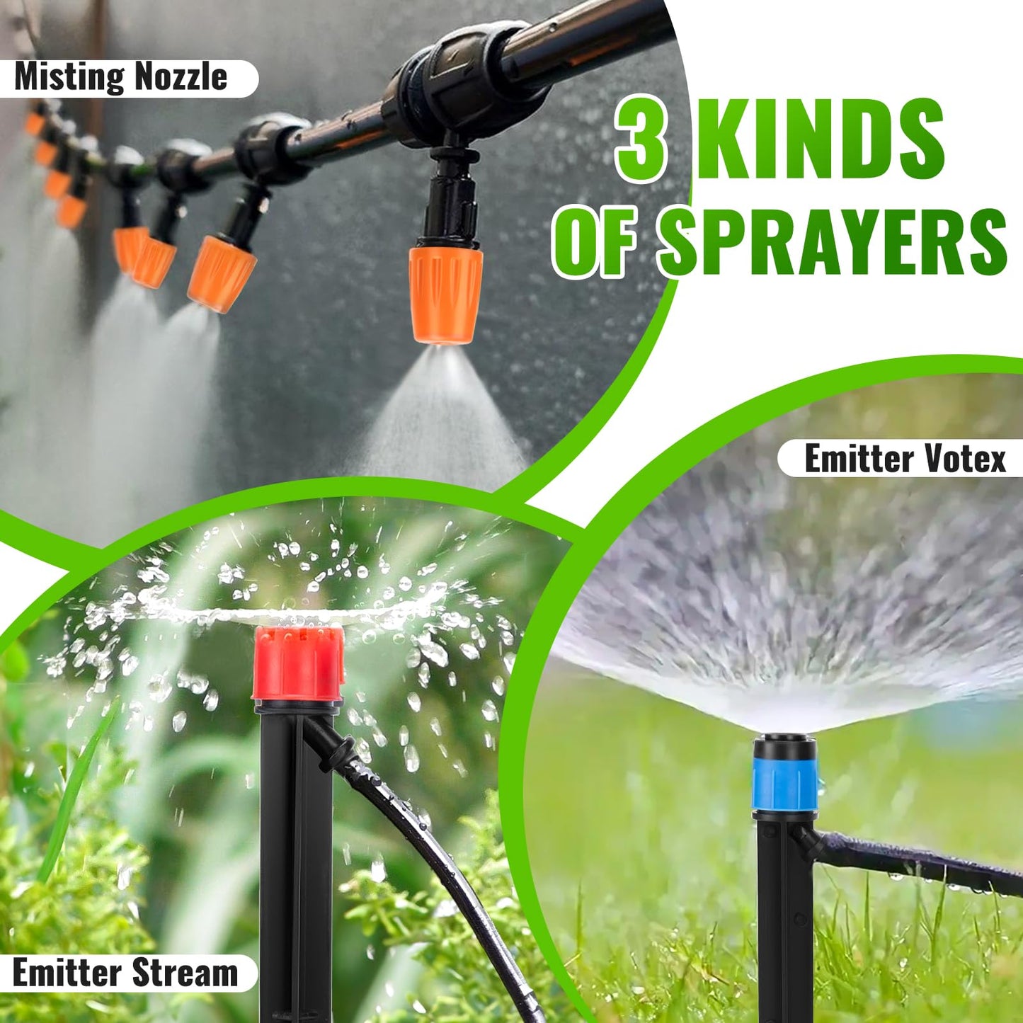 240FT Drip Irrigation System, Automatic Drip Irrigation Kits Quick-Connect for Greenhouse, Yard, Lawn, Plant, Garden Watering Misting System with 1/2 inch Hose 1/4 inch Distribution Tubing